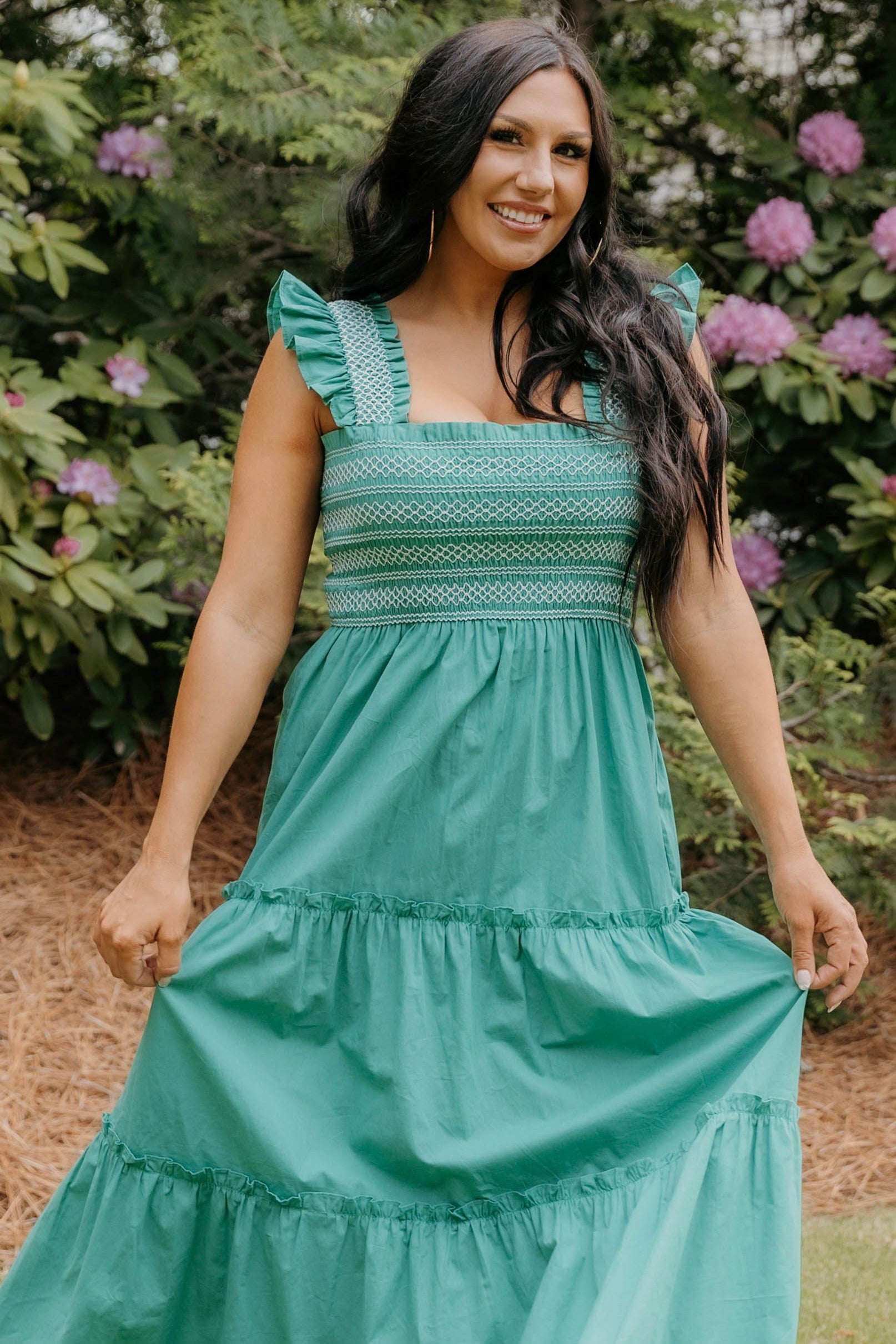 Sylvie Smocked Detail Midi Dress