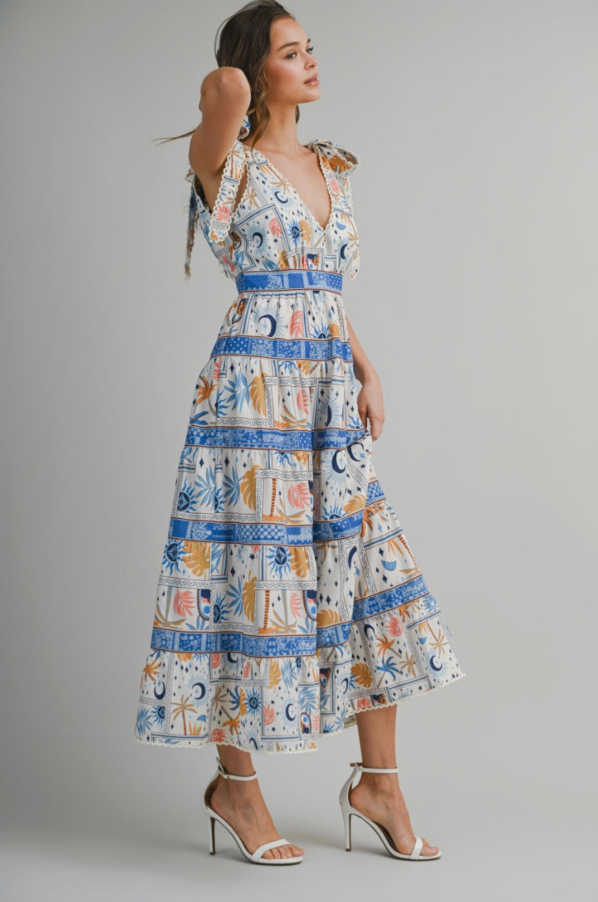 Moonlit Mosaic Printed Midi Dress