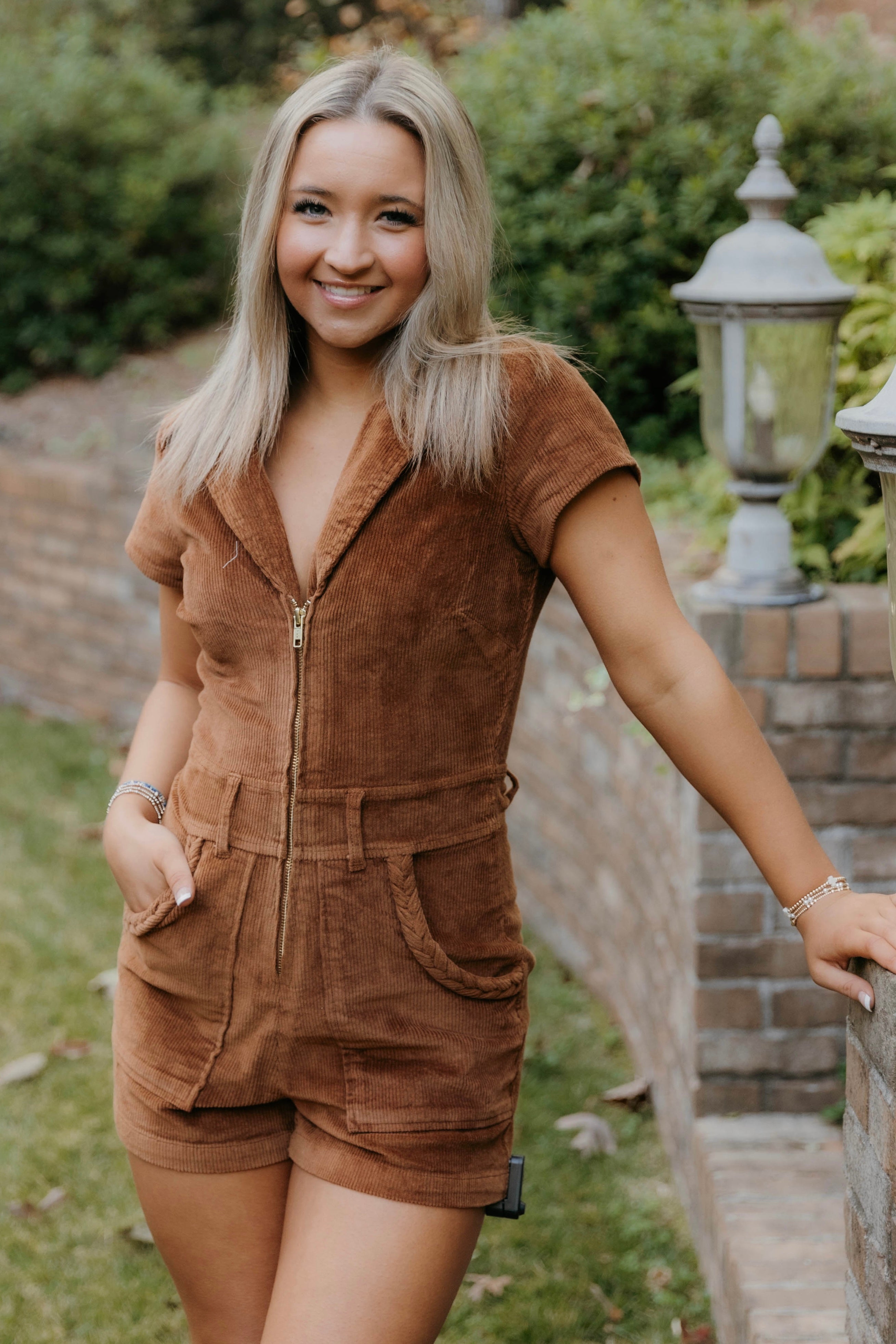 Show Me Your Mumu Outlaw Romper - Saddle Brown Corduroy