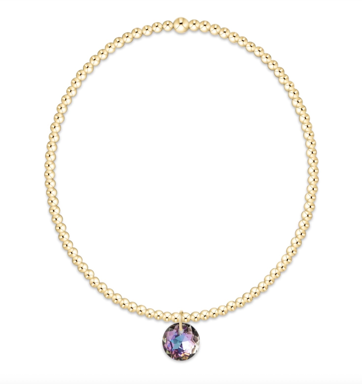 Classic Gold 2mm Bracelet - Reflection Small Charm - 6