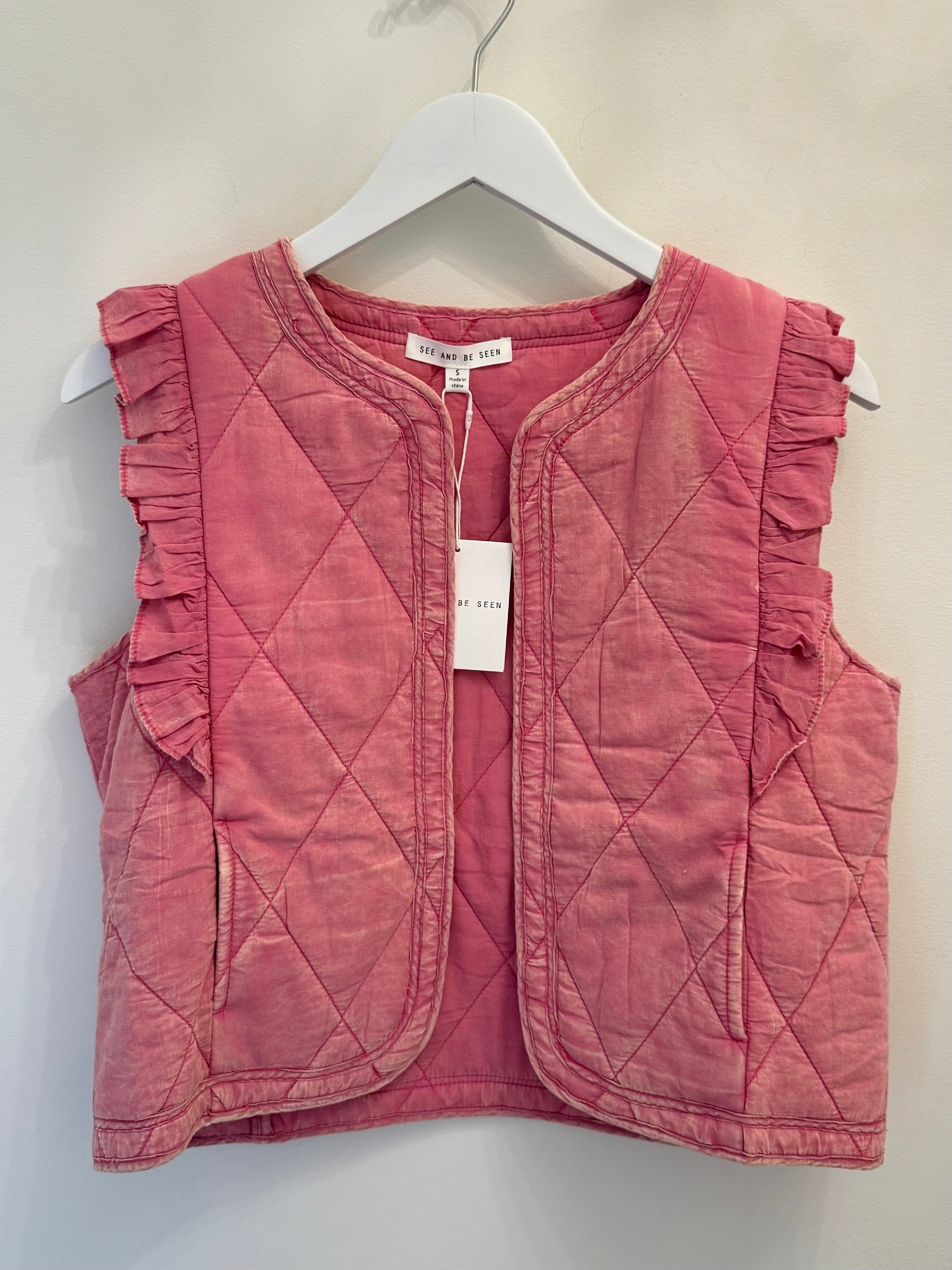 Amira Ruffle Detail Quilted Vest