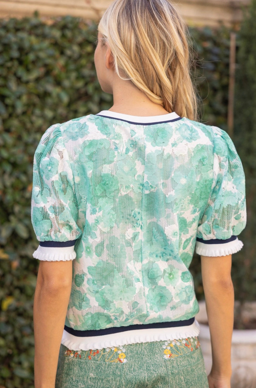 Mint To Be Floral Textured Top