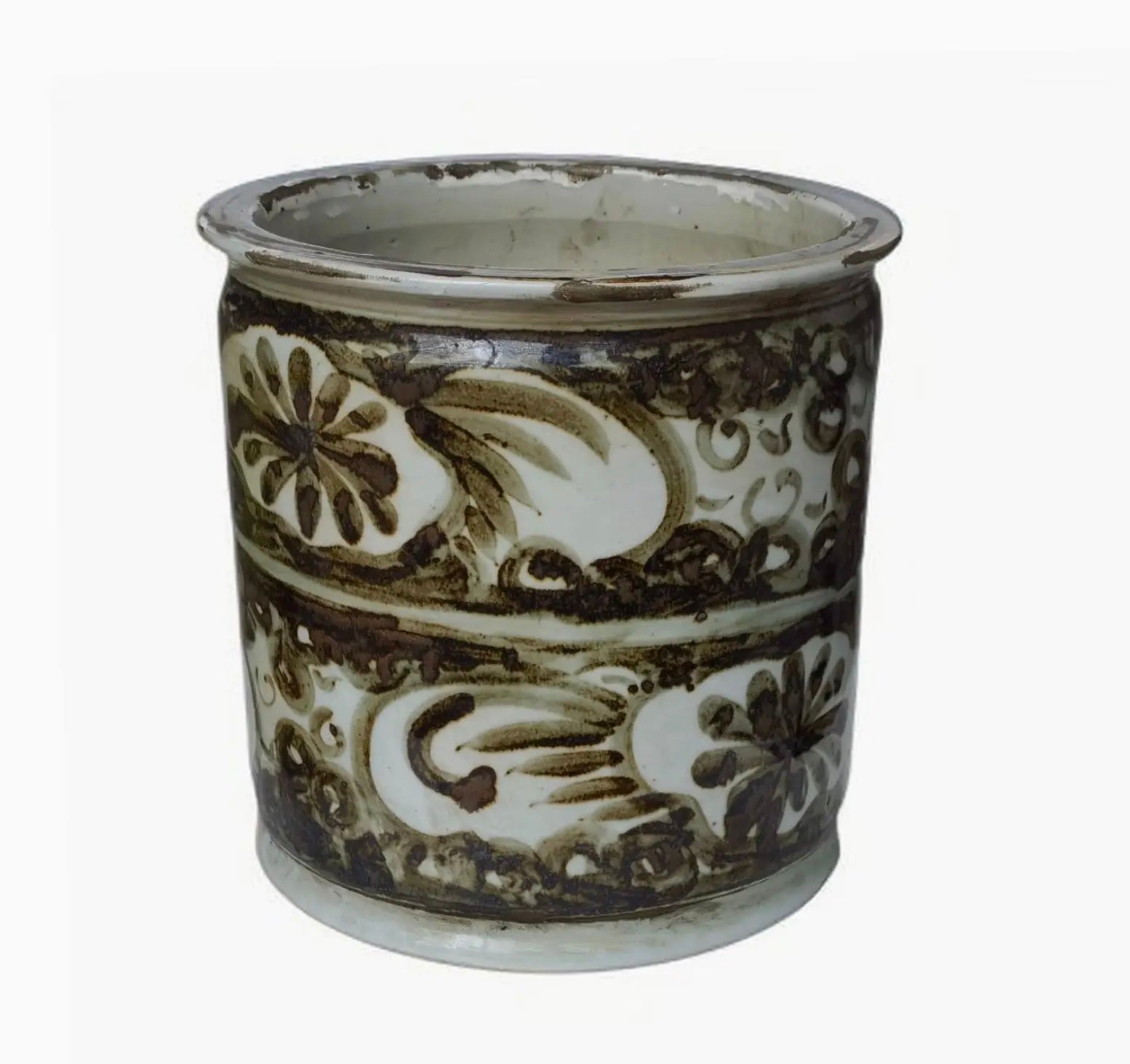 Rustic Brown Sea Flower Orchid Pot Small
