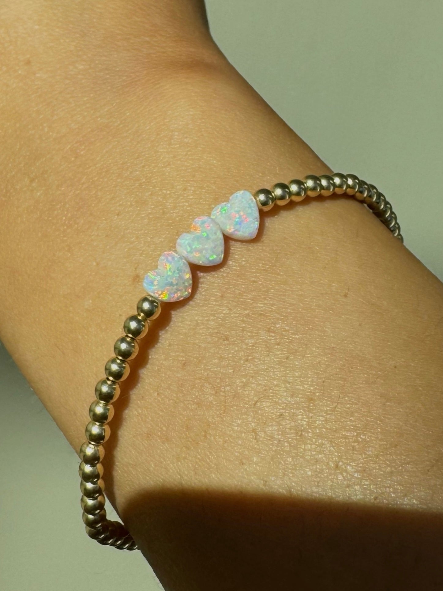 Opal Triple Heart Stretch Bracelet