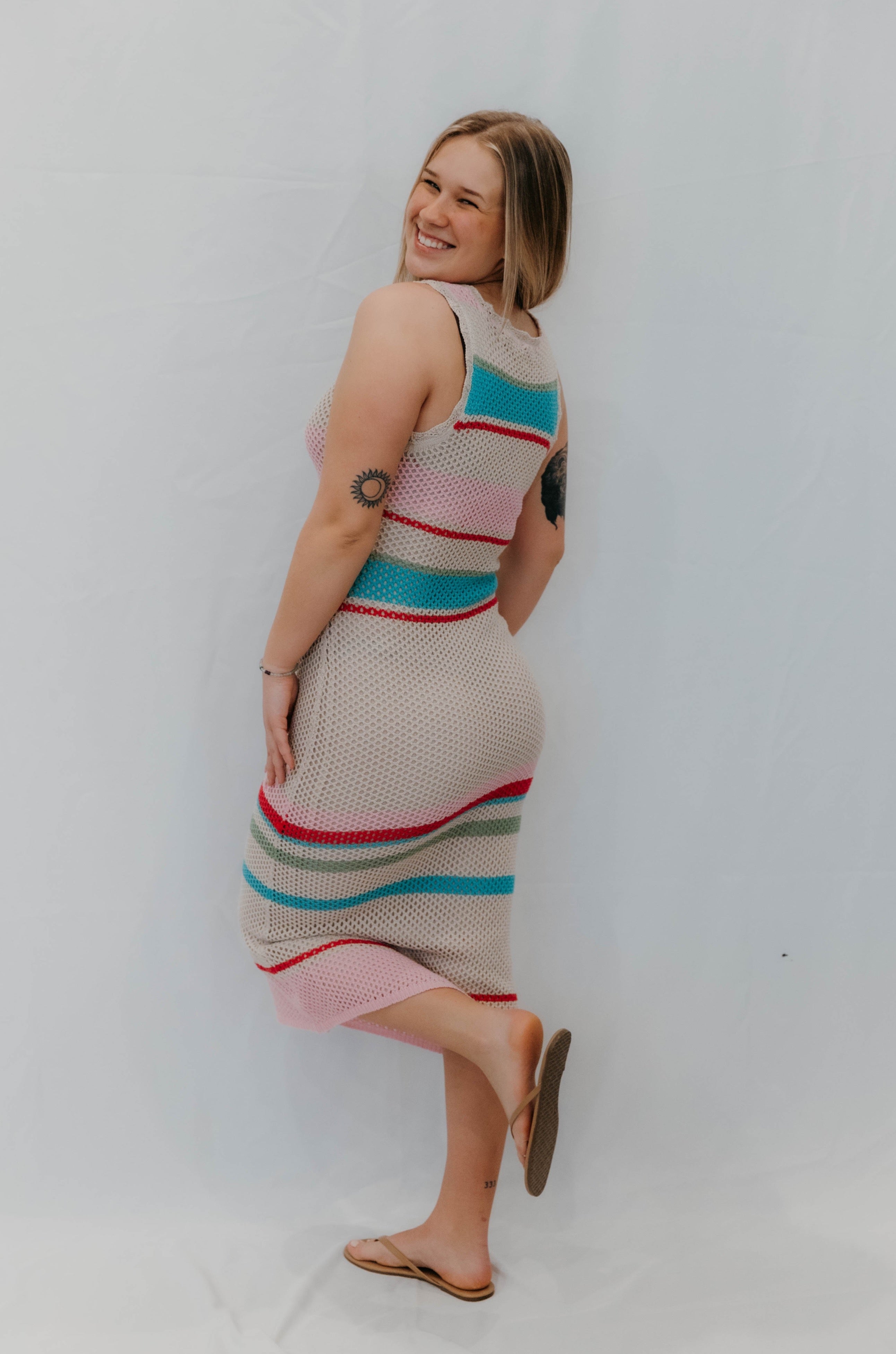 Z Supply Ibiza Stripe Crochet Sweater Dress - Final Sale 40% off in cart