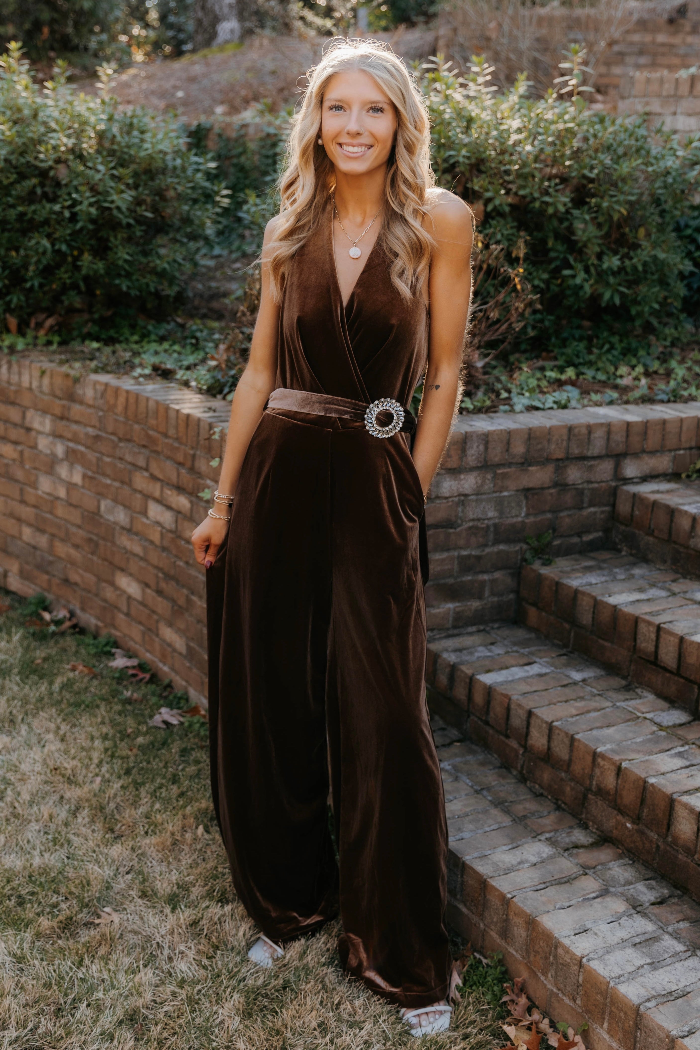 Cora Velvet Halter Neck Jumpsuit