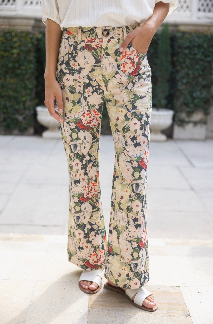 Botanical Front & Back Pocket Printed Pants