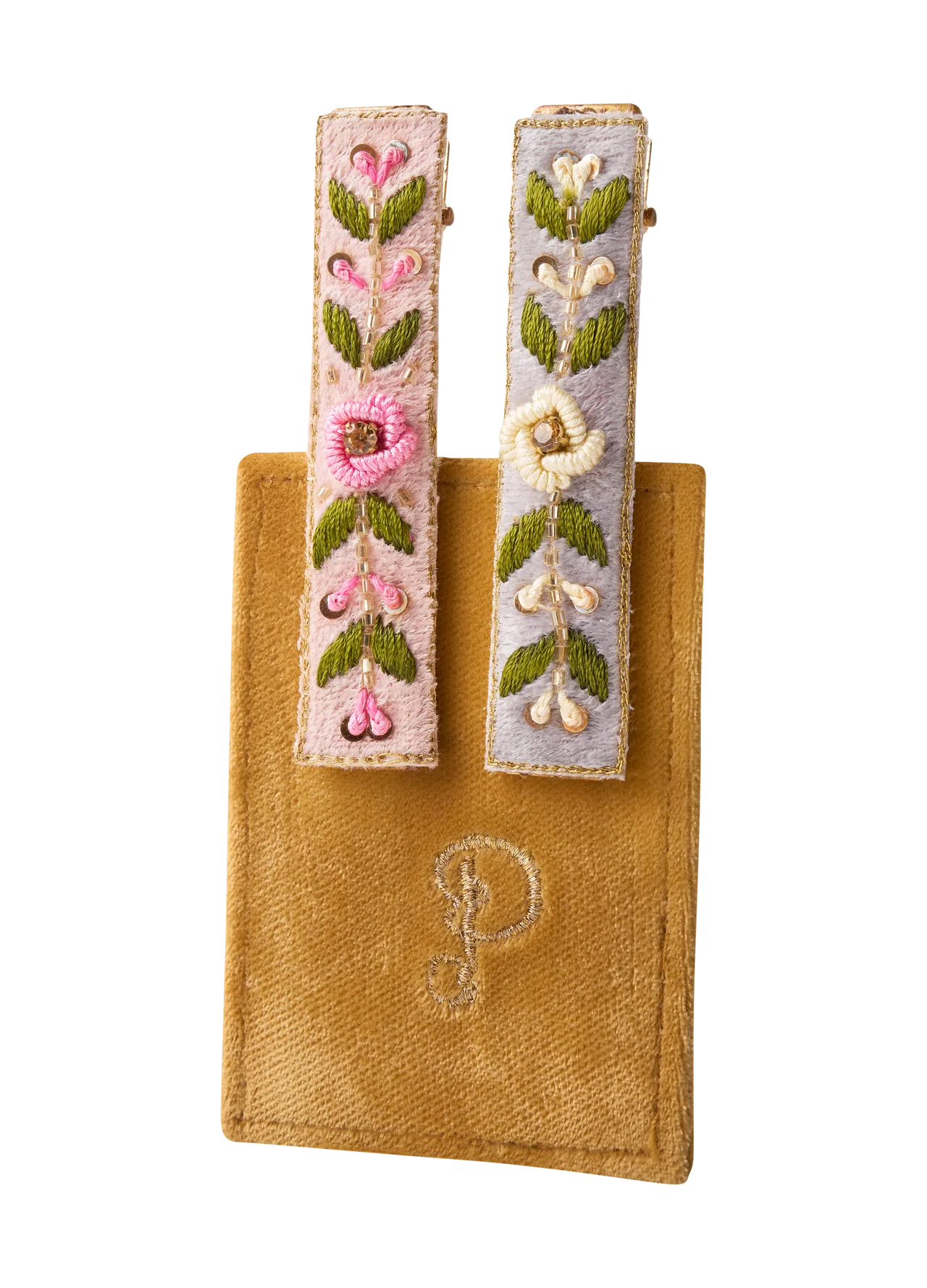 Embroidered Bar Hairclip Set