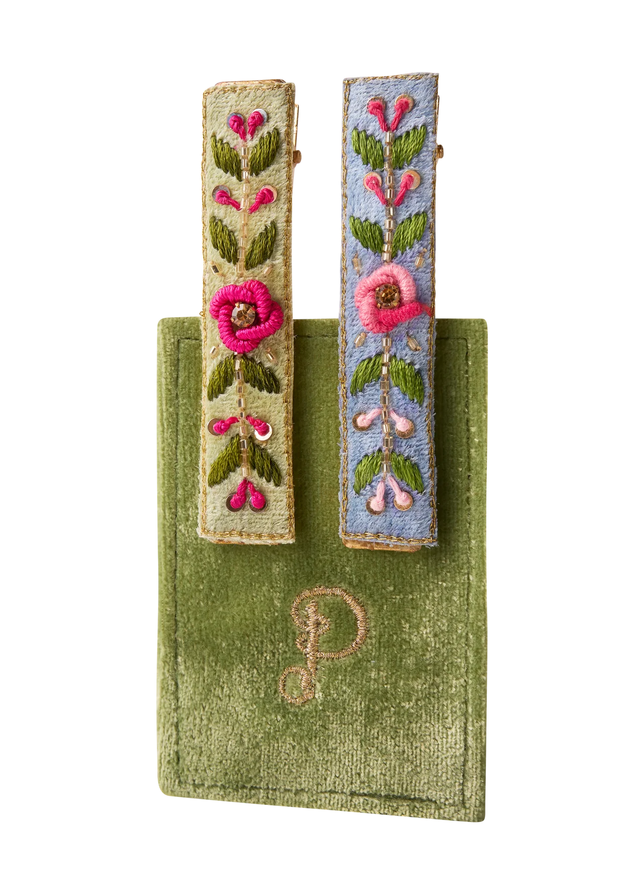 Embroidered Bar Hairclip Set