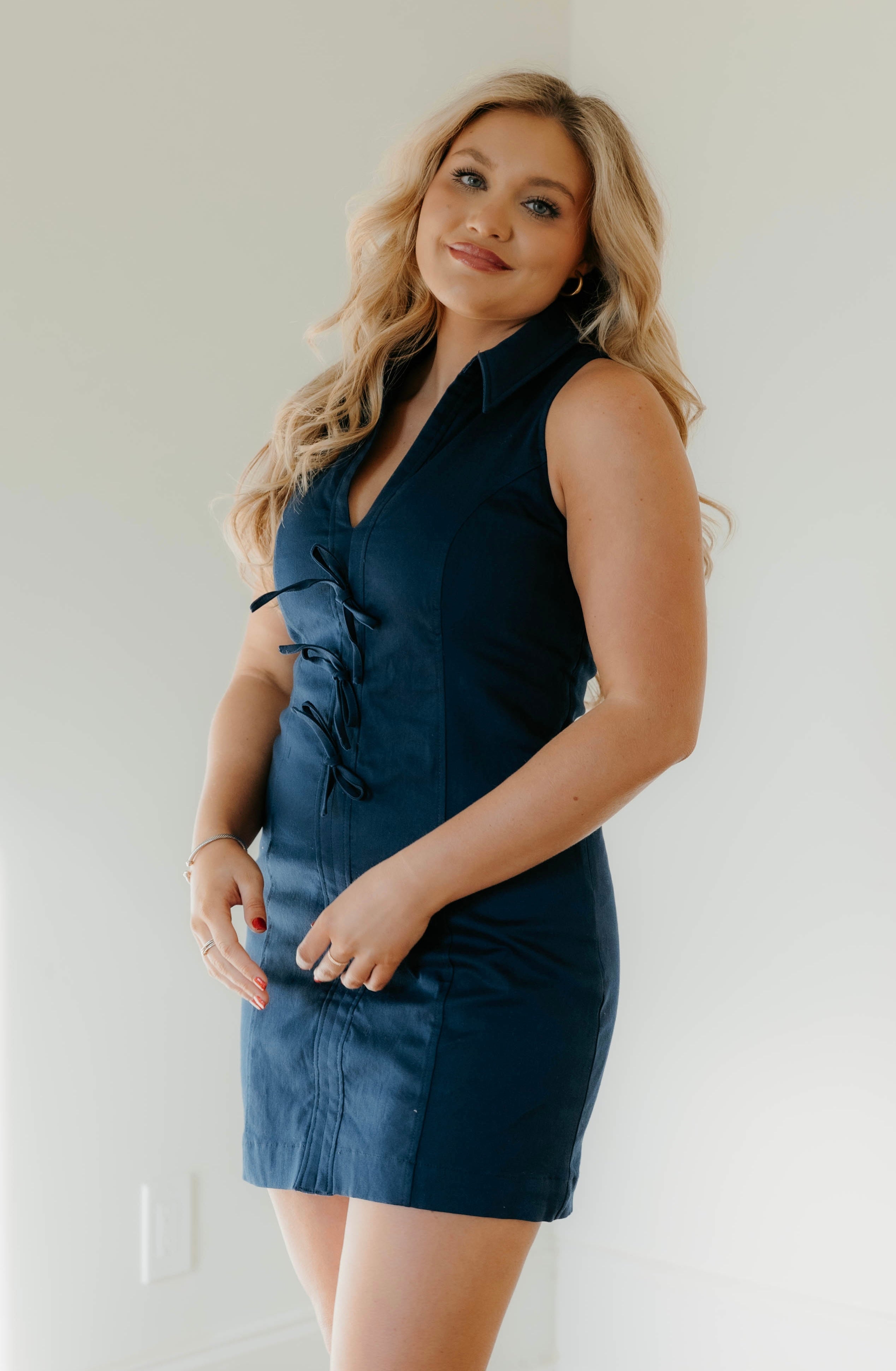 Kallie Sleeveless Tie Accent Dress