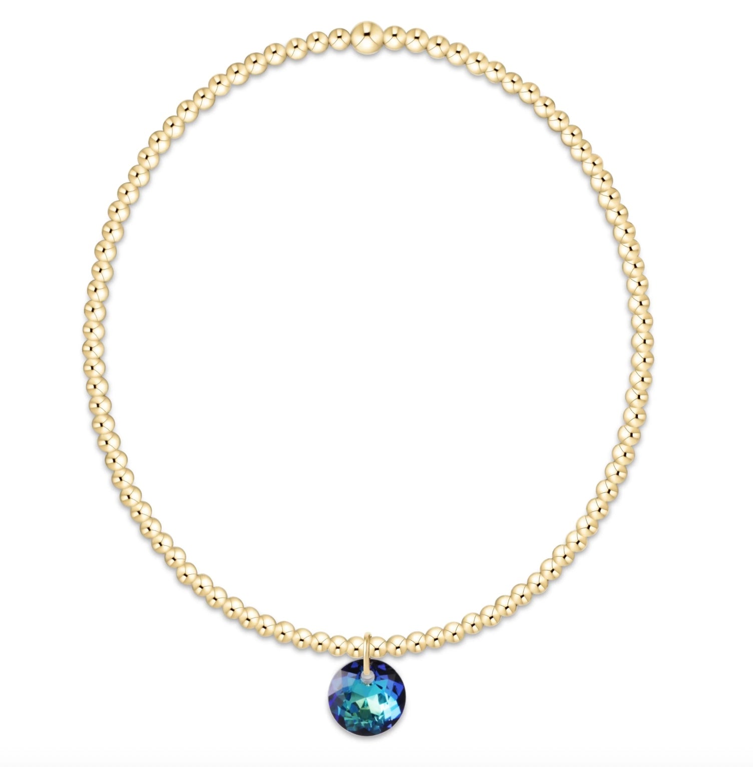 Classic Gold 2mm Bracelet - Reflection Small Charm - 12