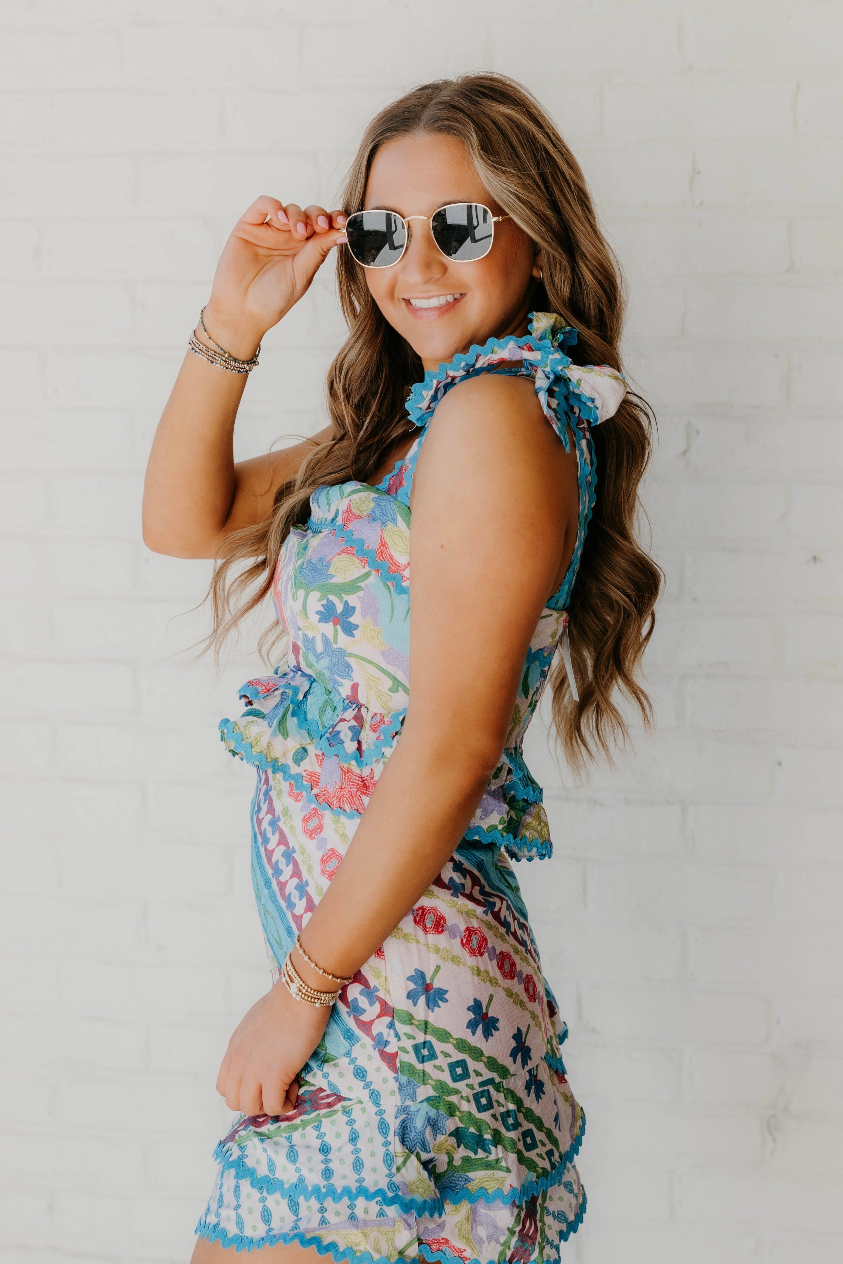 Blair Patchwork Ruffle Hem Tank