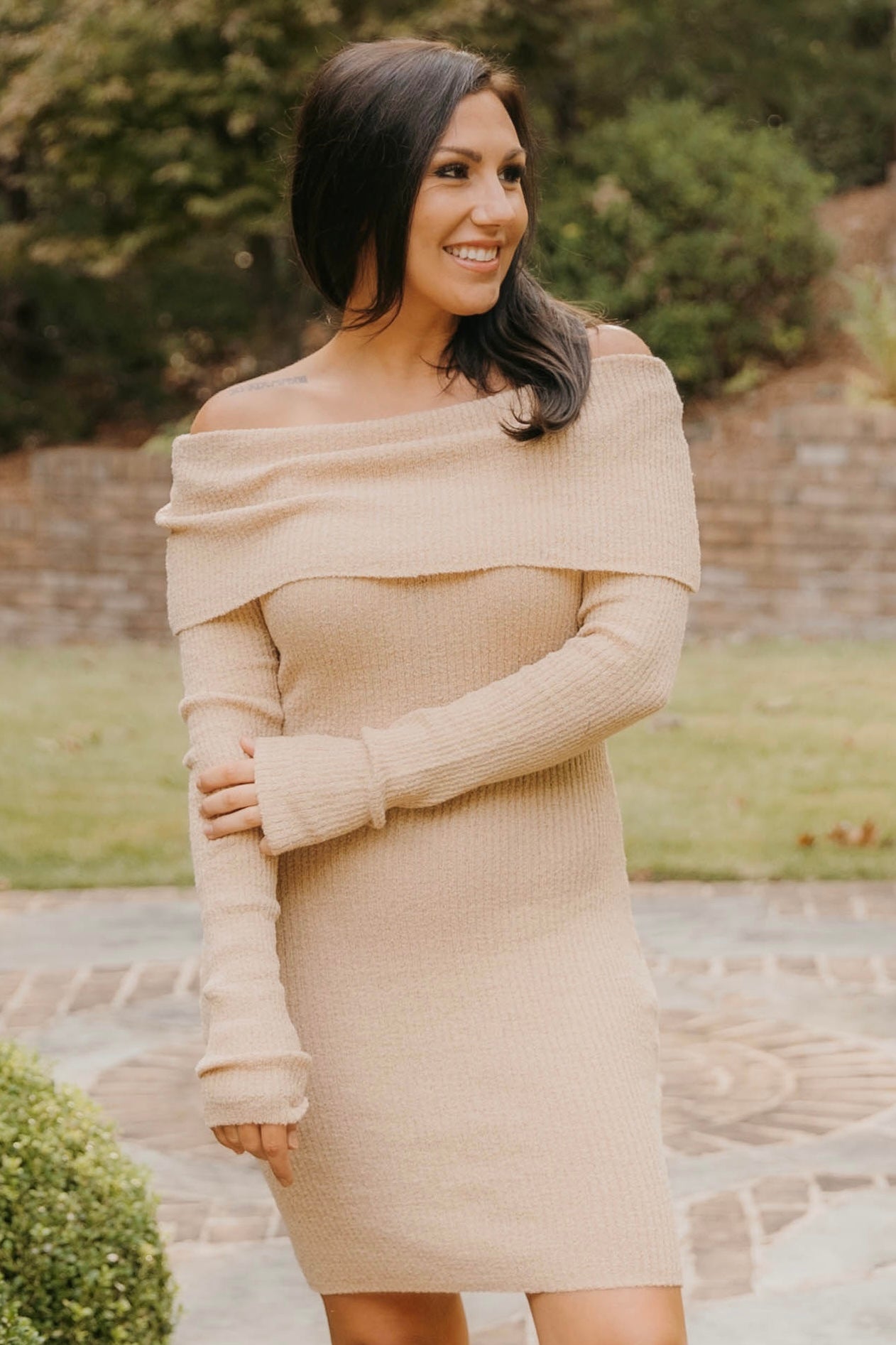 Valerie Off Shoulder Ribbed Mini Dress - Final Sale 25% off in cart