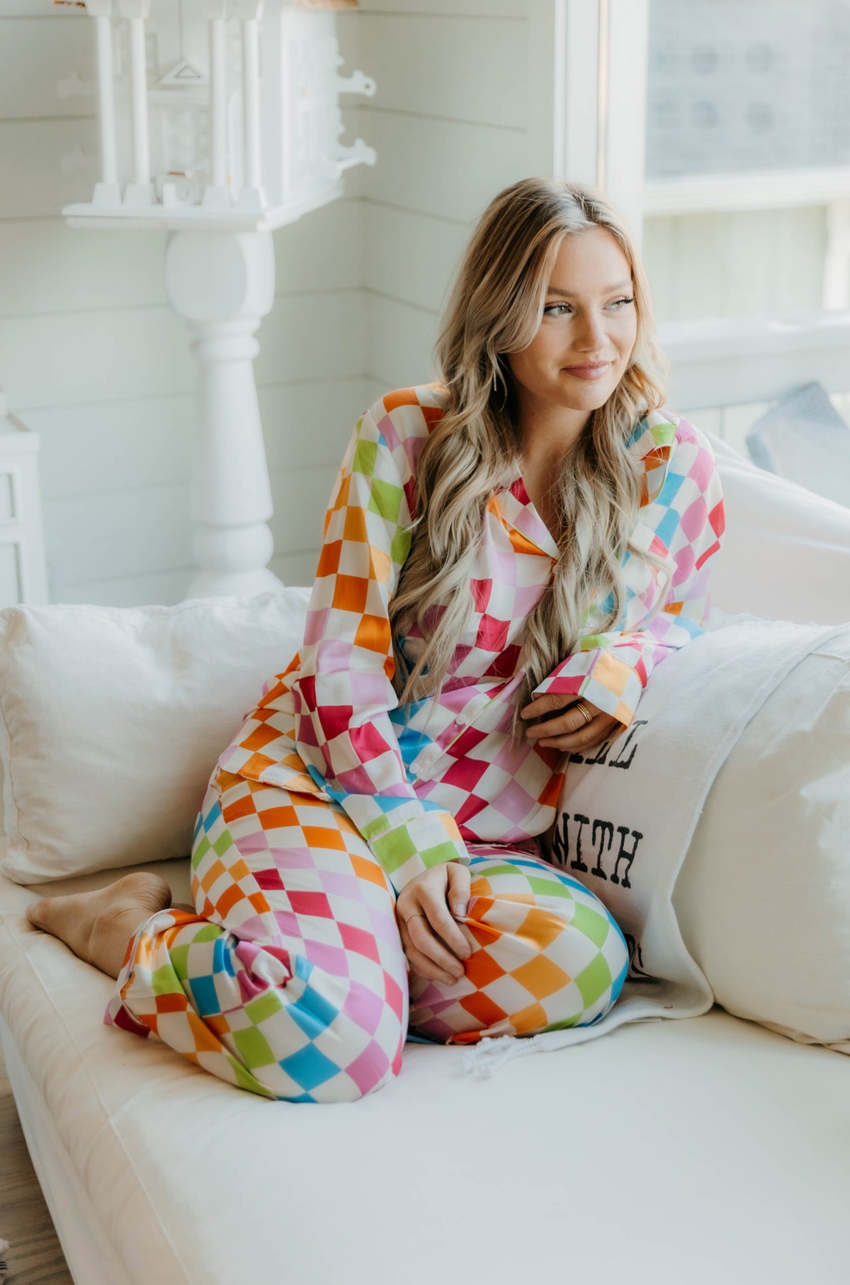 Show Me Your Mumu Classic PJ Set Multi Checker Silky Final