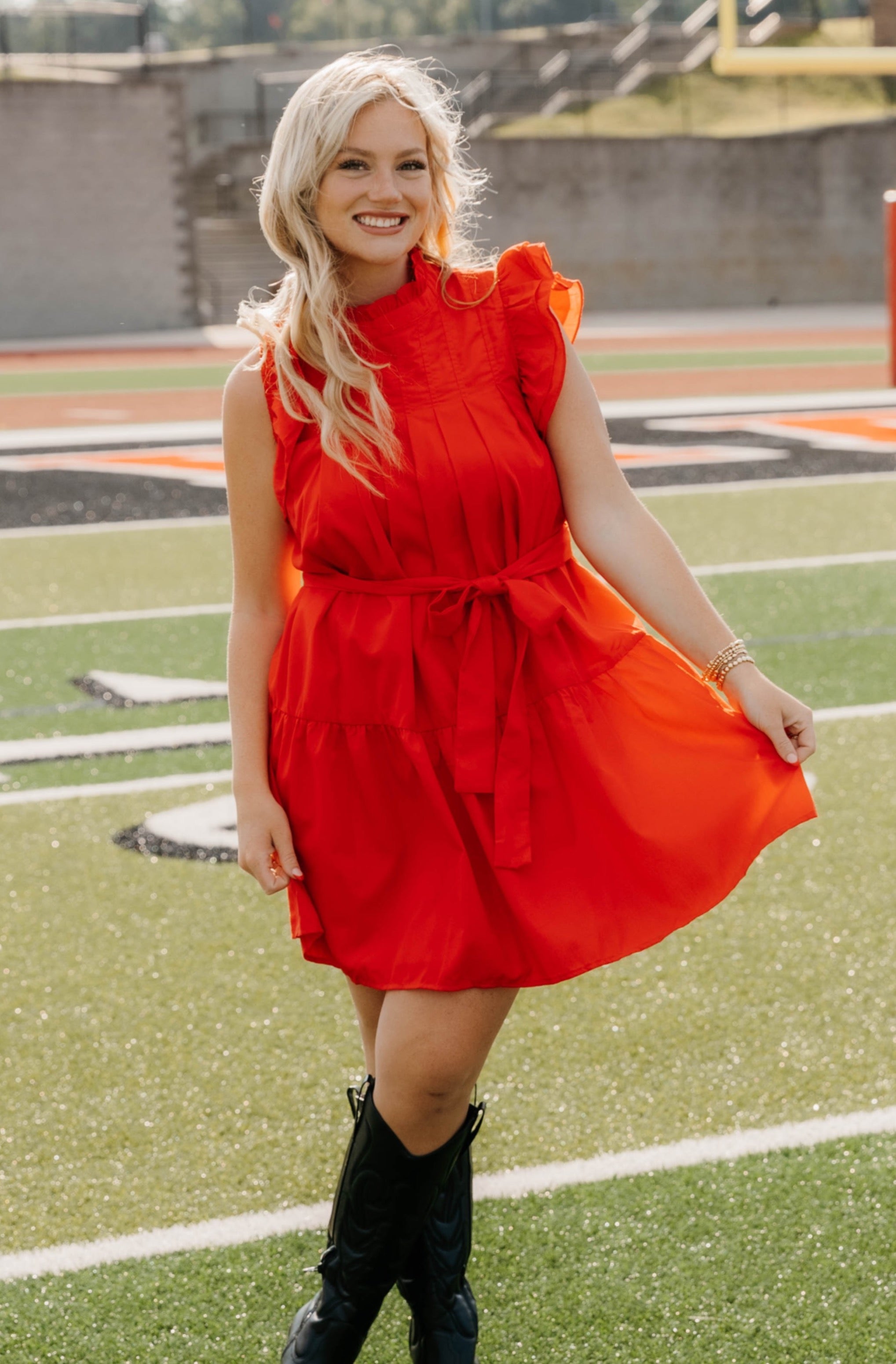 Dalia Pleated Ruffle Mini Dress - Final Sale 40% off in cart