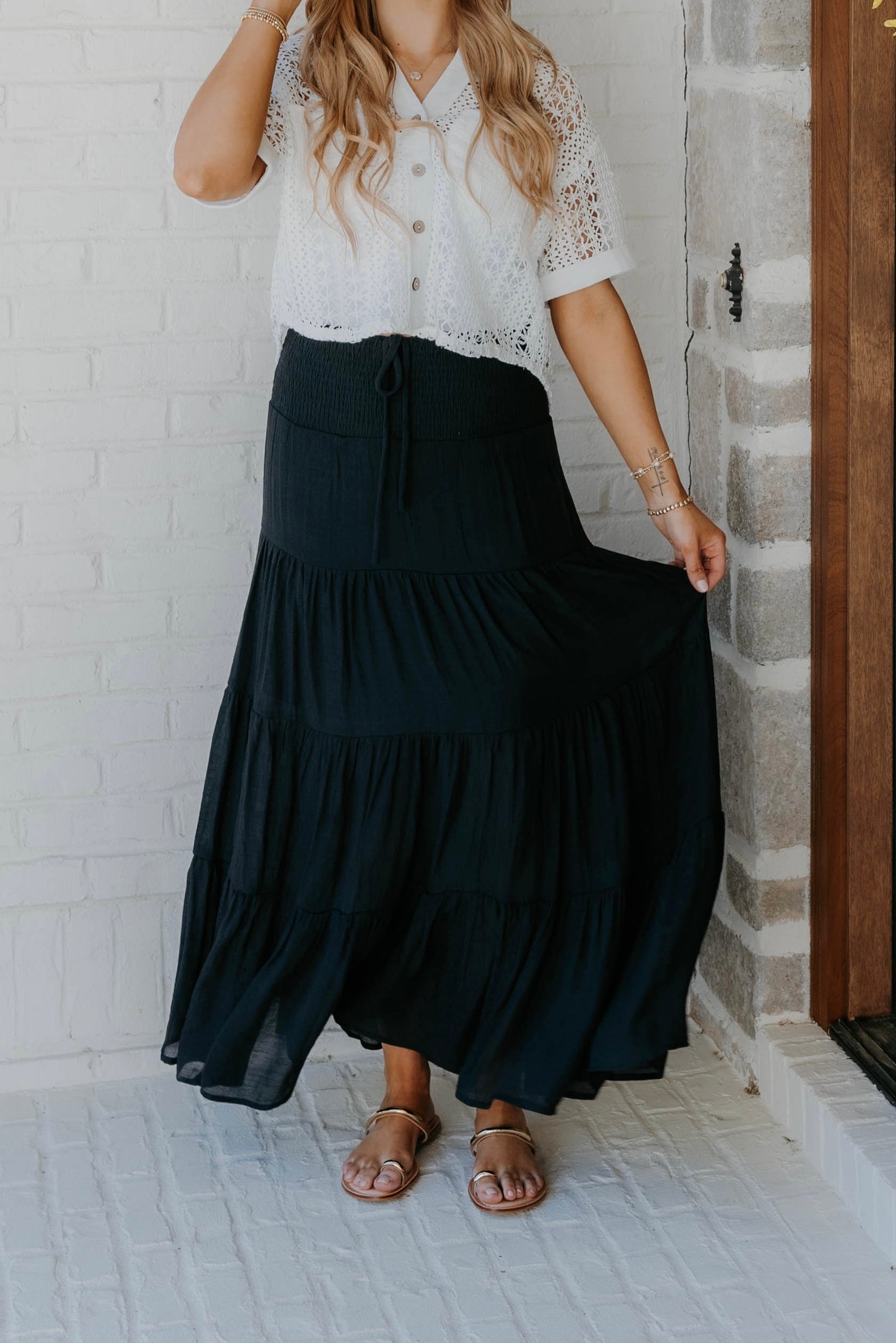 Monroe Smocked Waist Tiered Maxi Skirt - Final Sale 30% off in cart