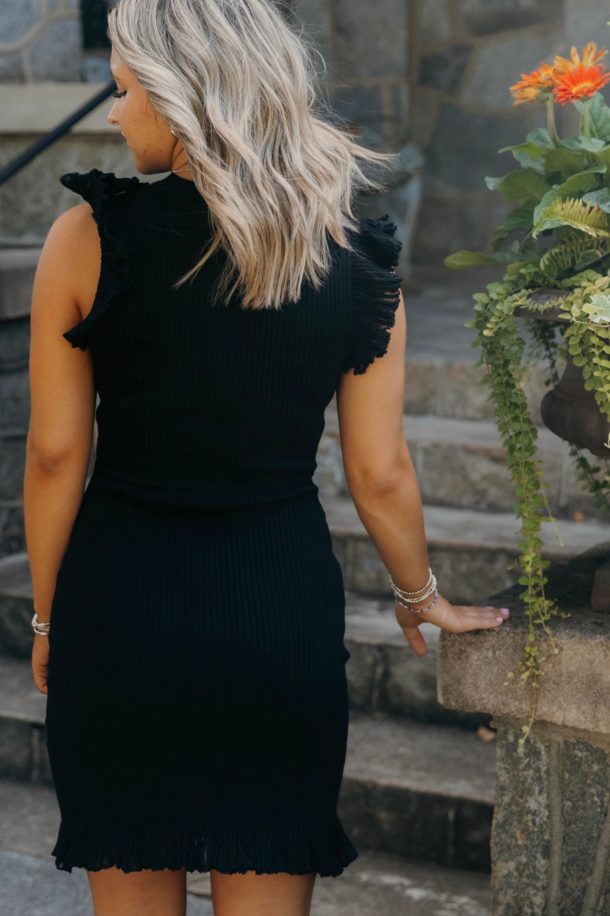 Priscilla Black Mini Sweater Dress - Final Sale 20% off in cart