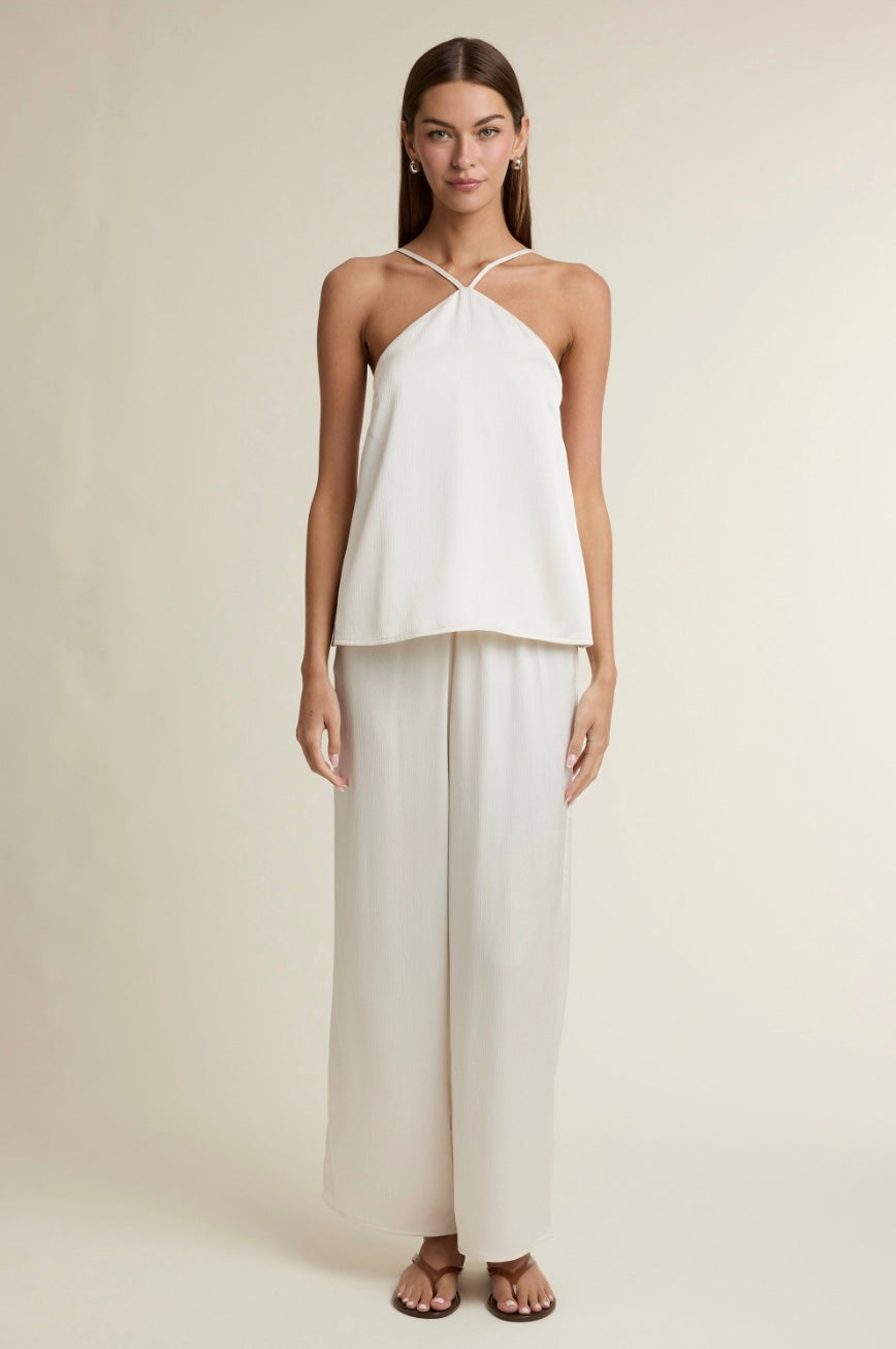 Eloise Textured Halter Top & Wide Leg Pant Set