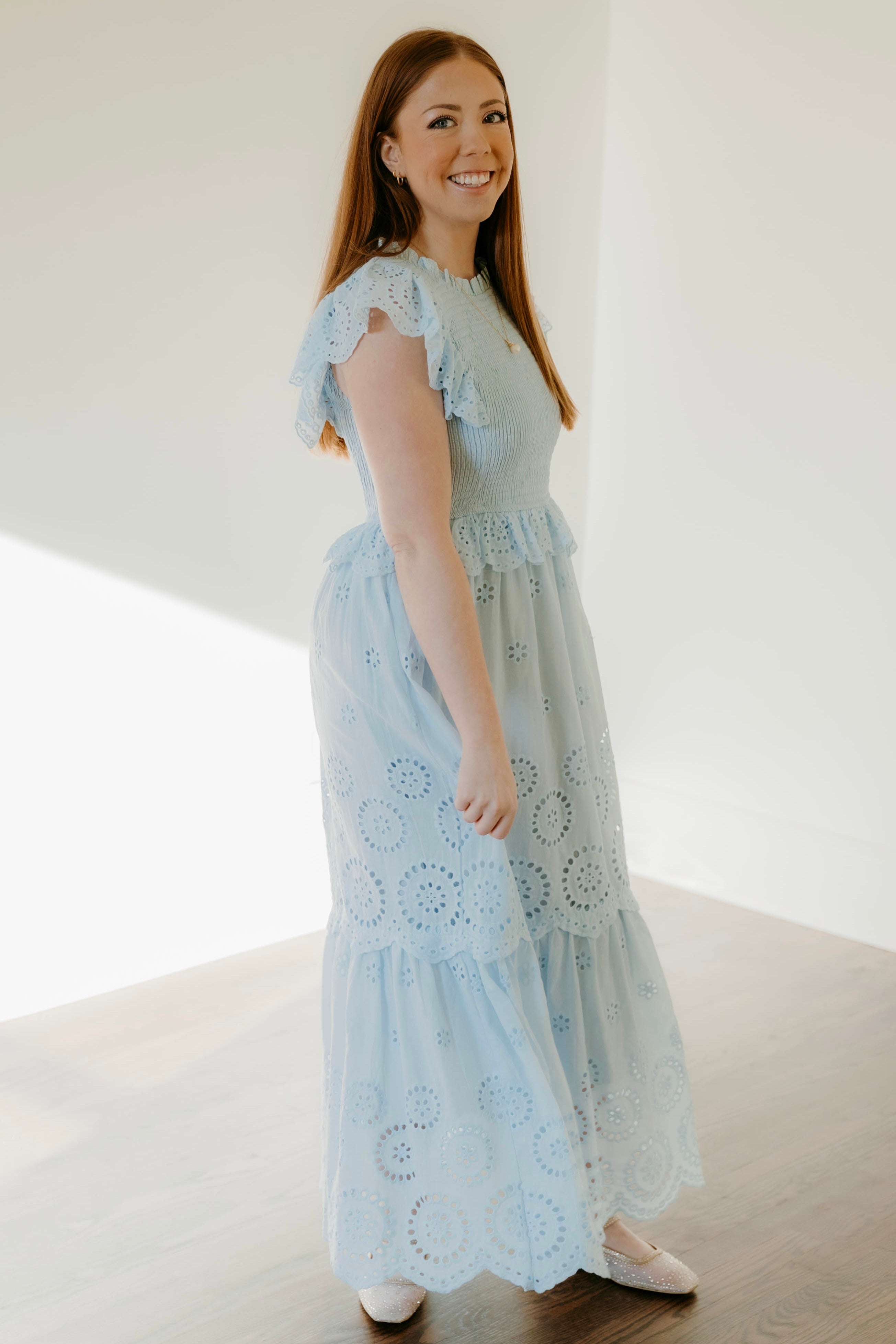 Tinsley Eyelet Lace Ruffle Detail Dress - Final Sale 40% off in cart