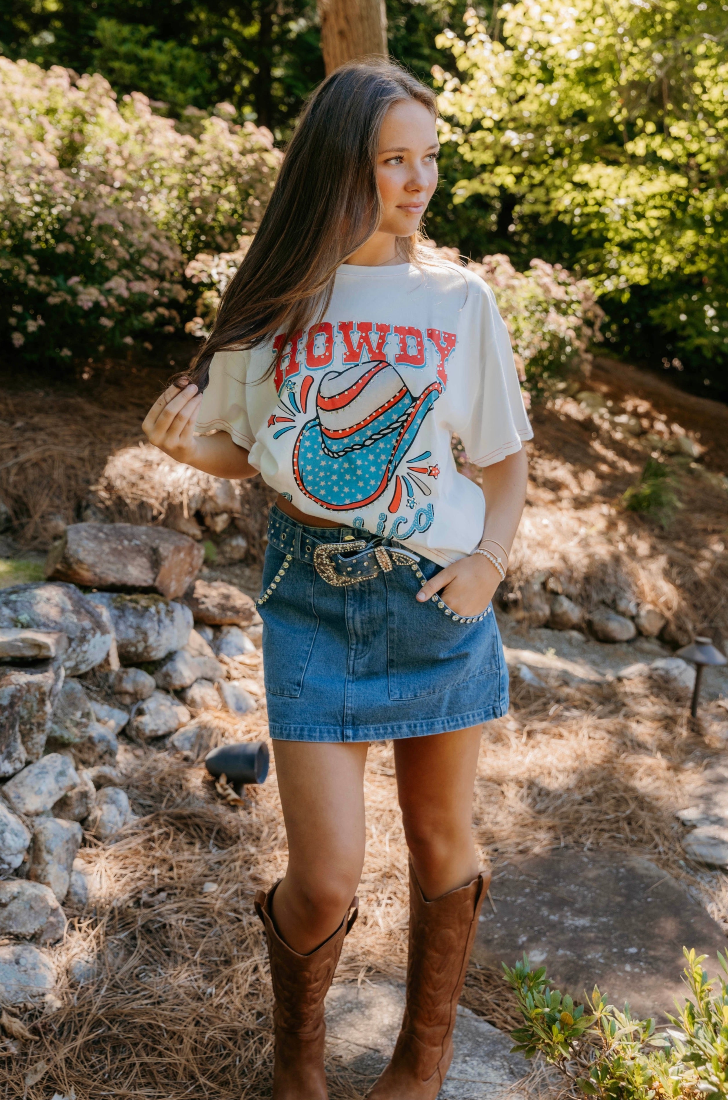 Howdy America Rhinestone Graphic Tee - Final Sale 40% off in cart