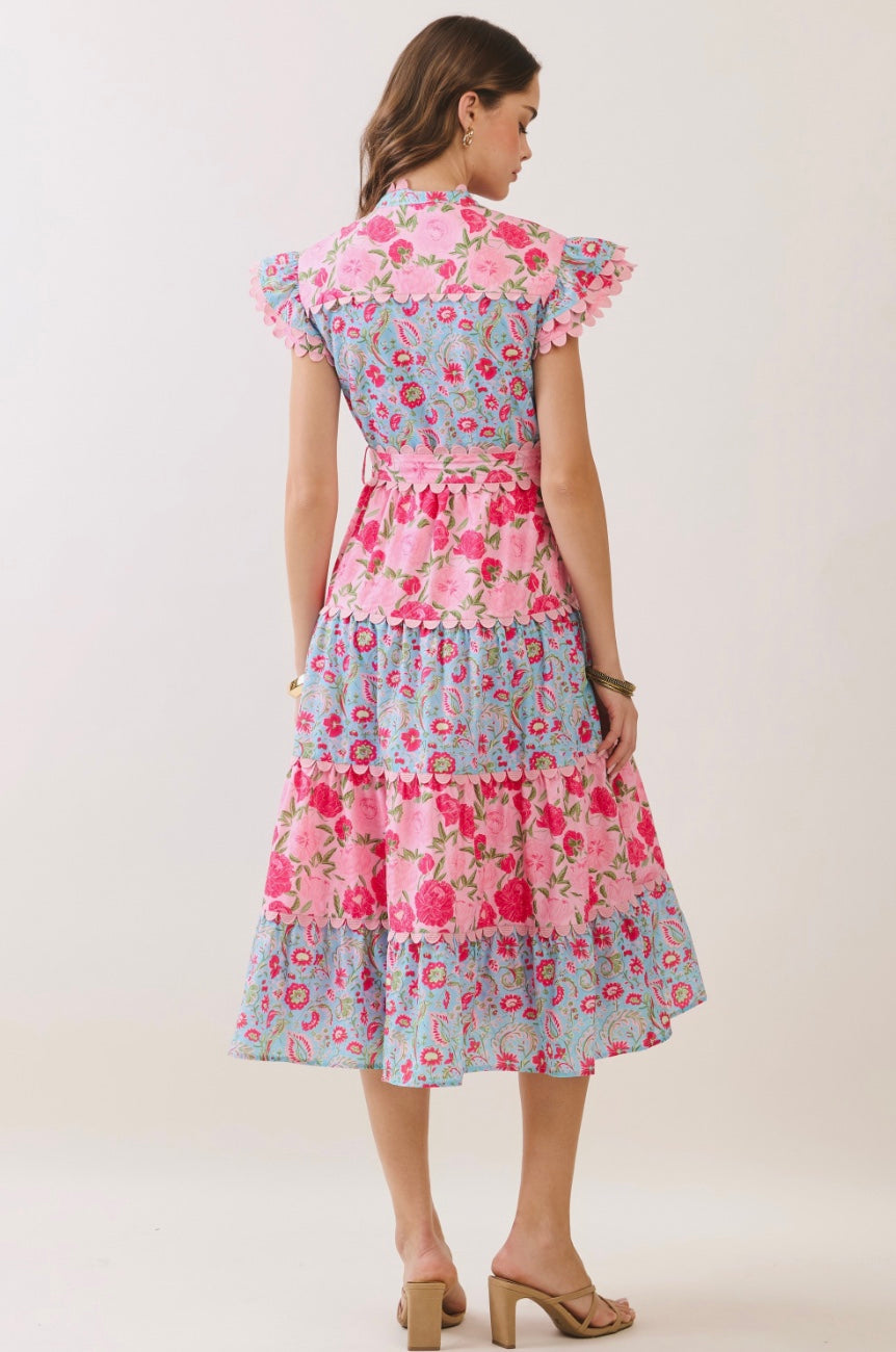Blakely Bloom Scalloped Detail Midi Dress