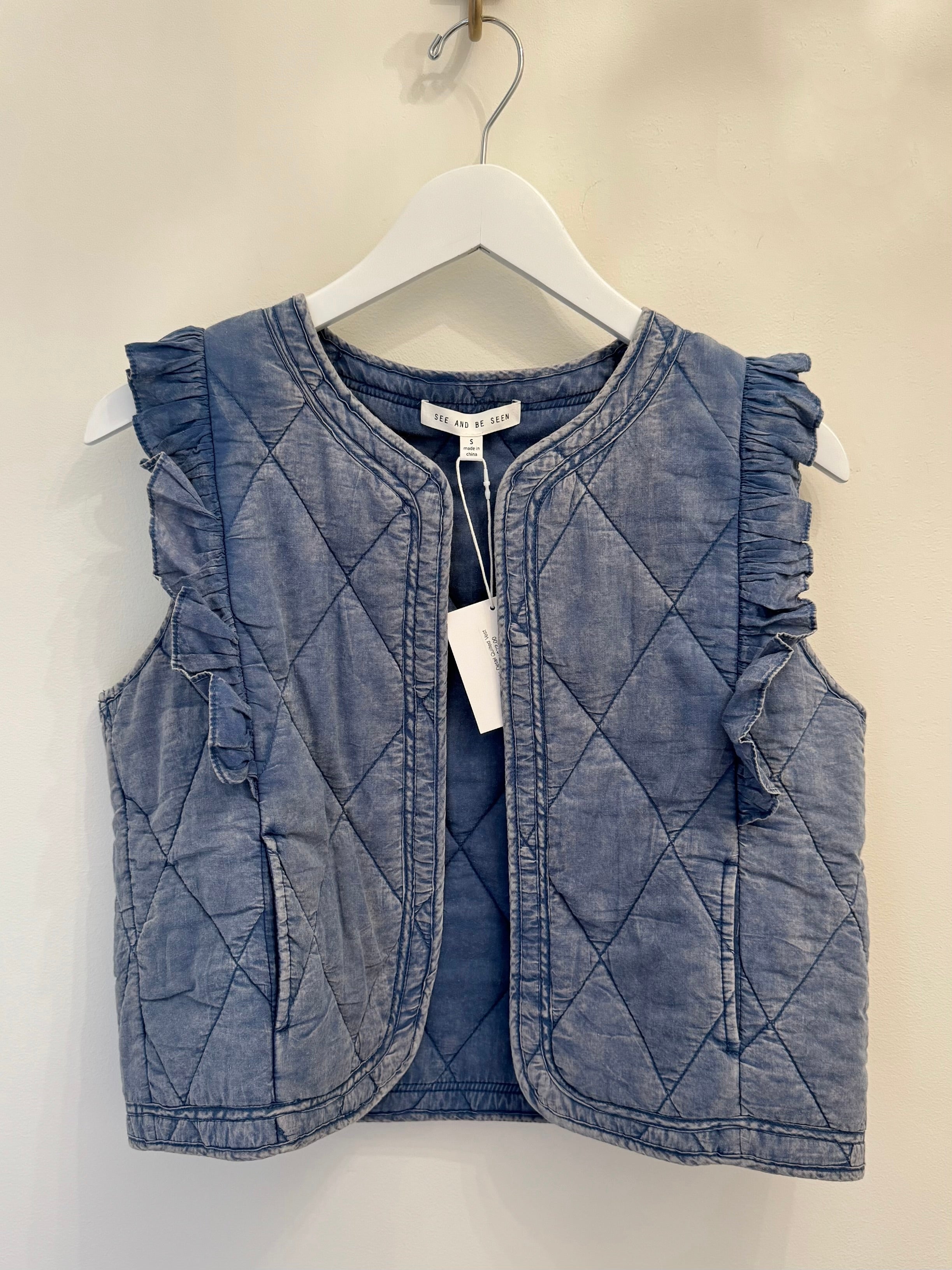 Amira Ruffle Detail Quilted Vest