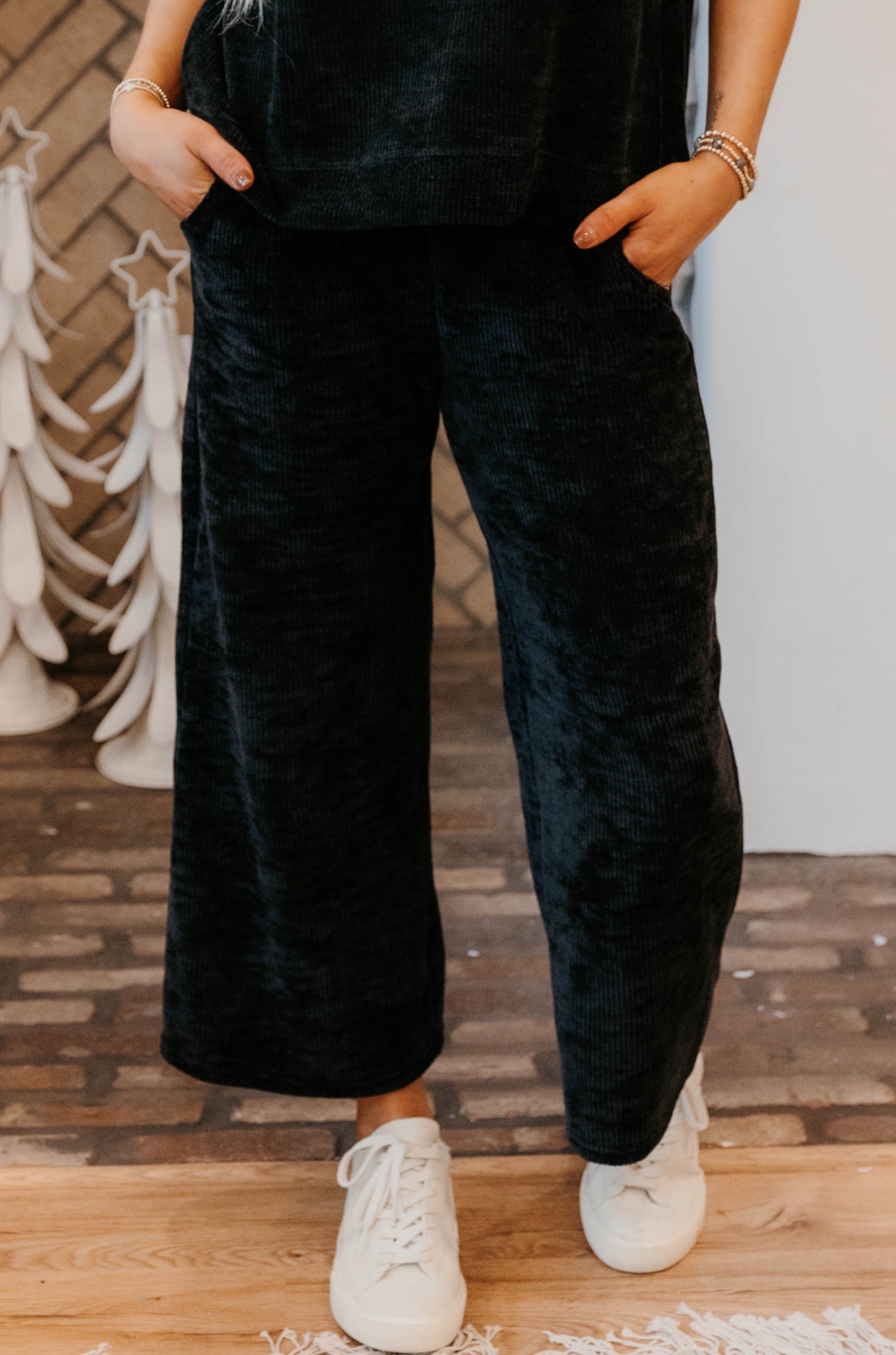 Becky Chenille Cropped Wide Leg Pants