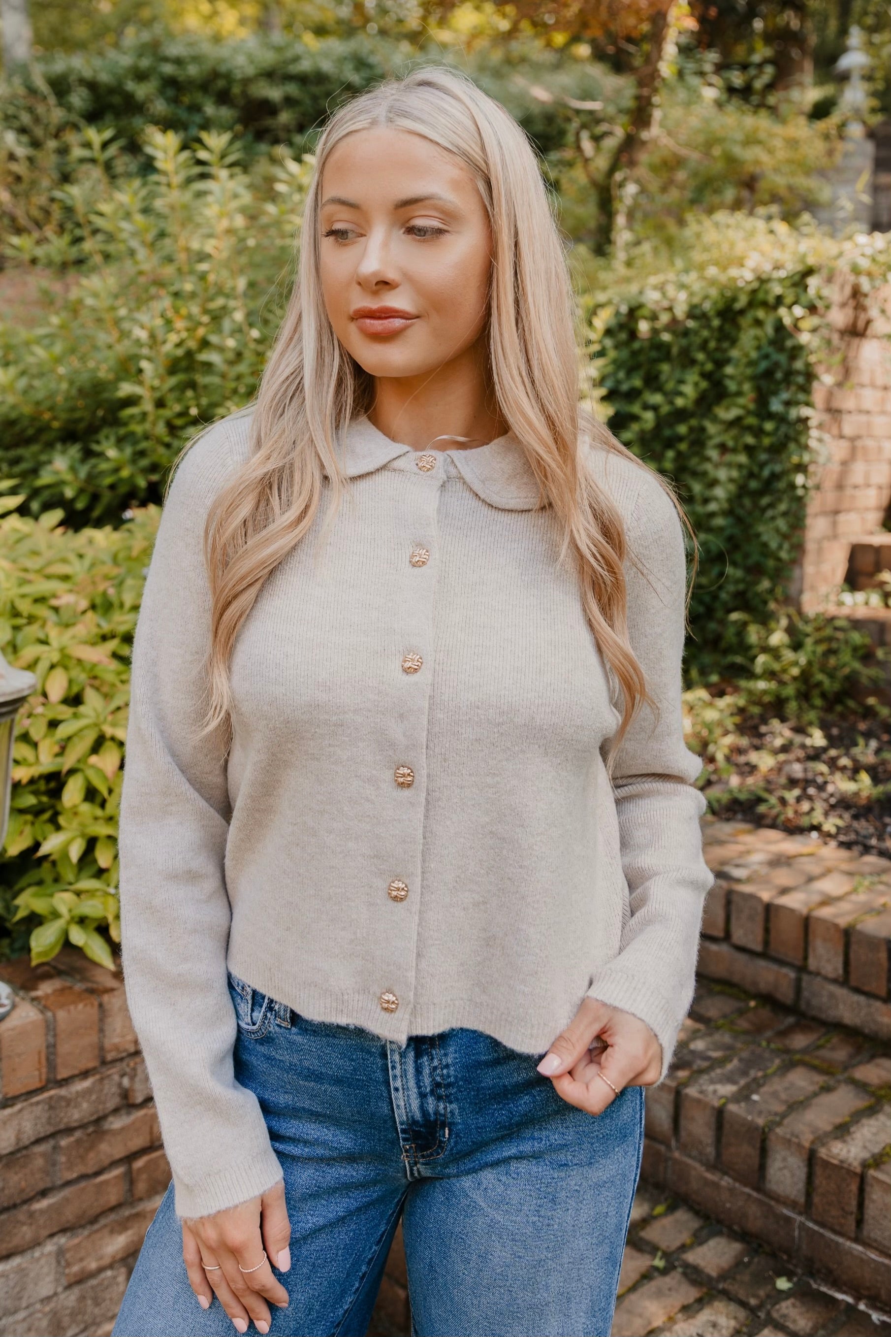 Alena Peter Pan Collar Knit Cardigan