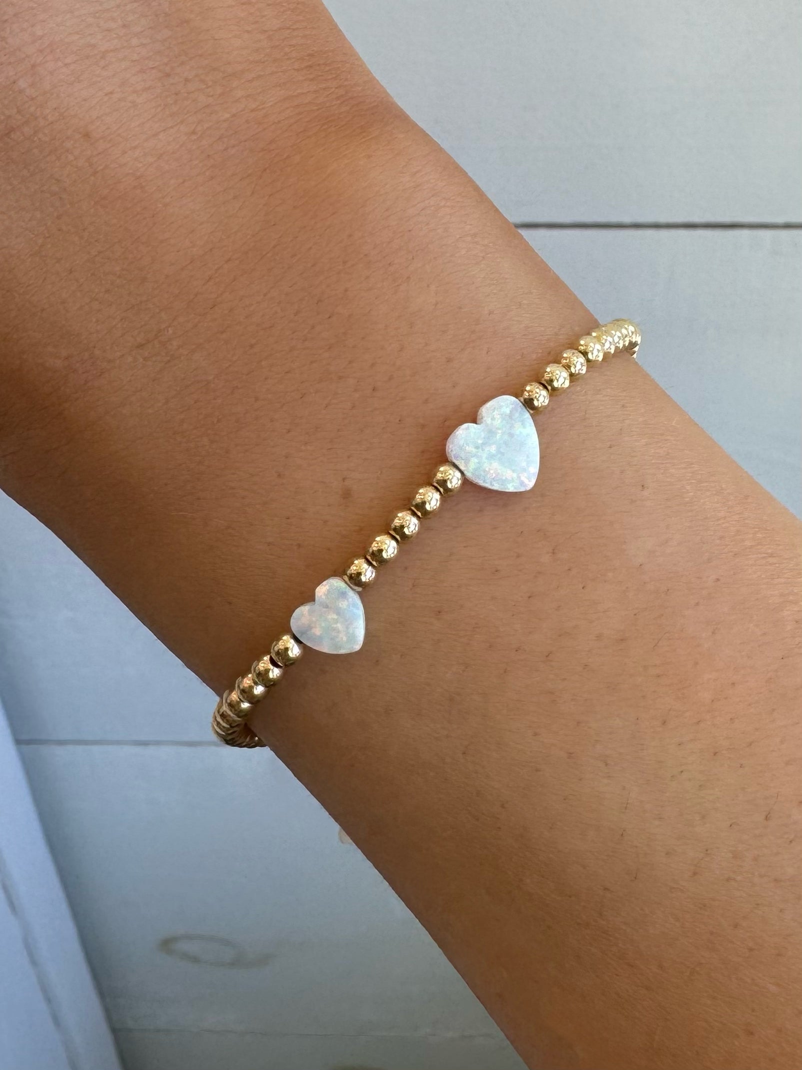 Opal Double Heart Stretch Bracelet