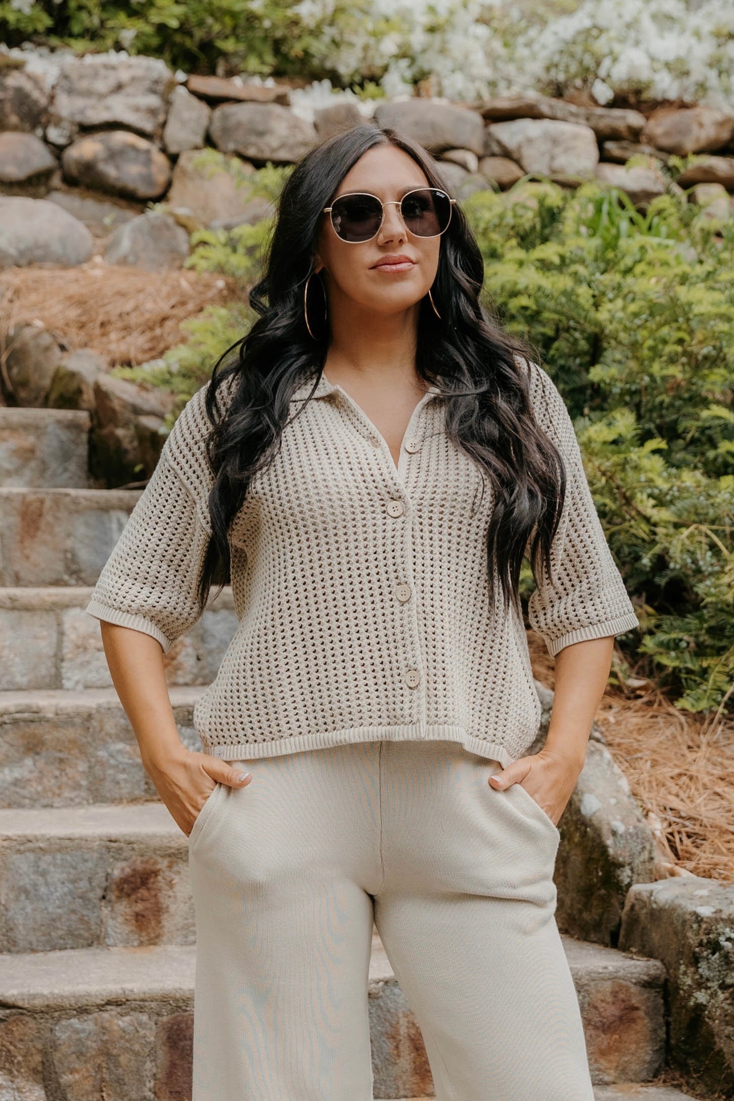 Barefoot Dreams Sunbleached Buttoned Short Sleeve