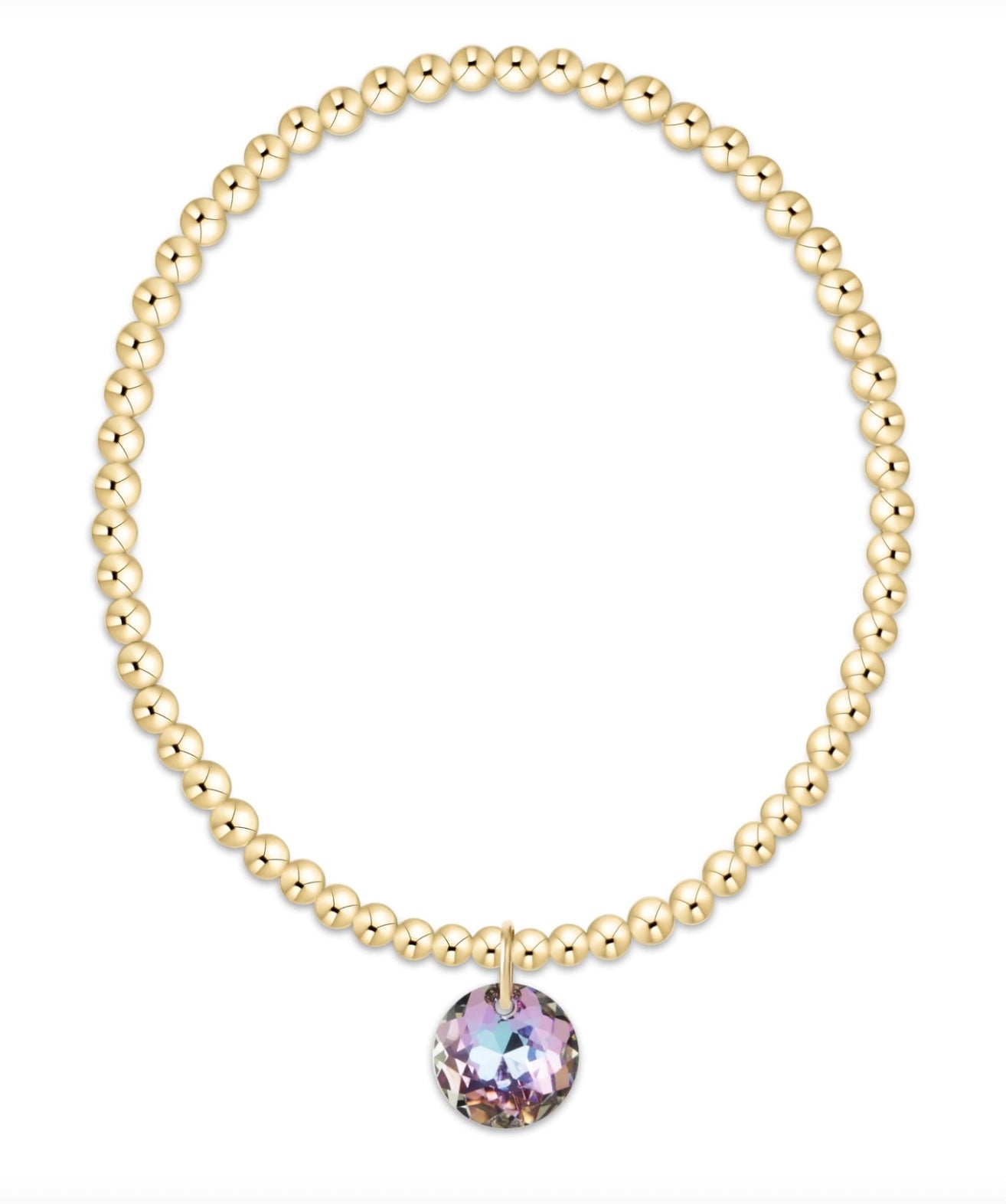 Classic Gold 3mm Bracelet - Reflection Charm - 6