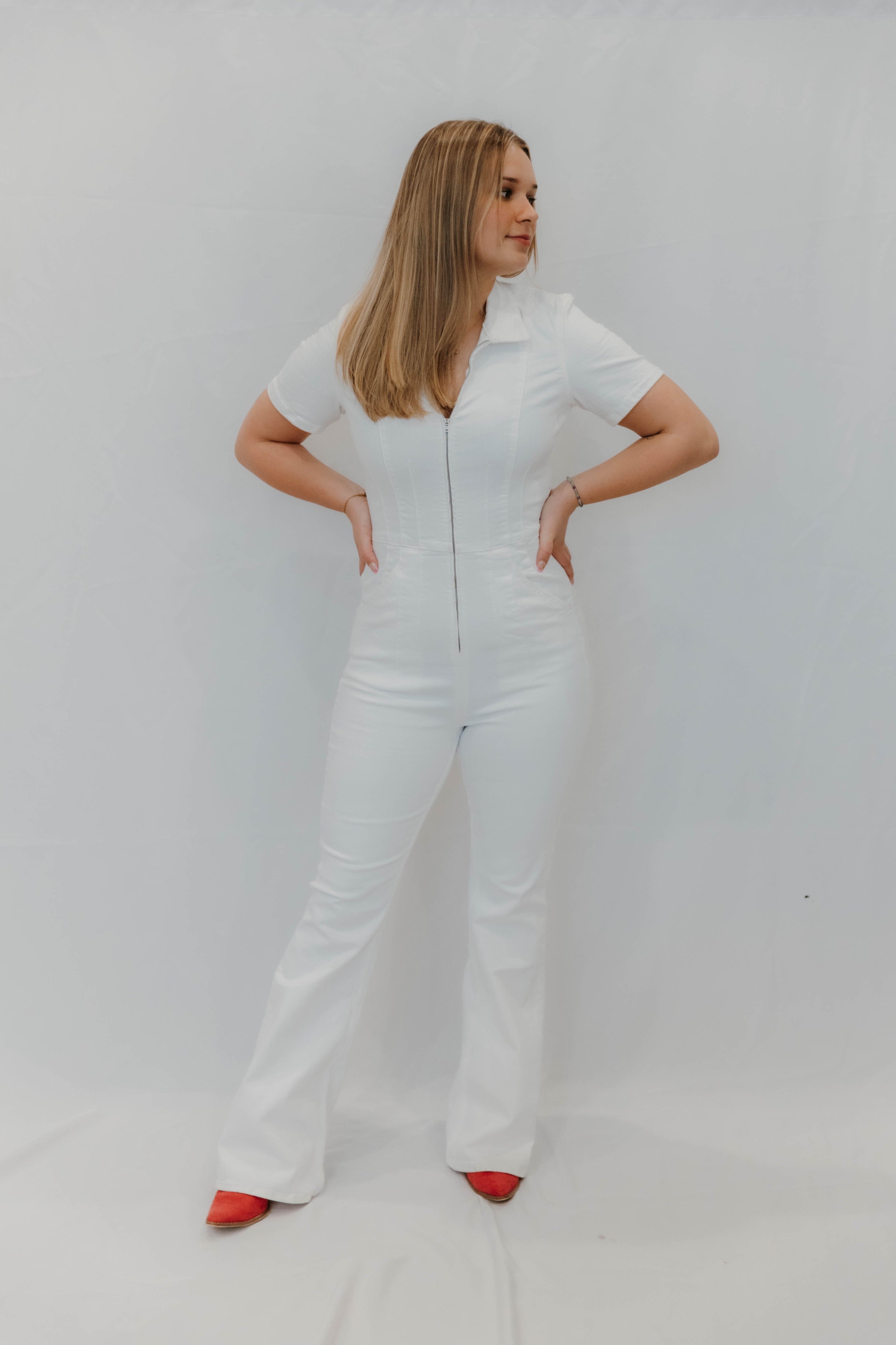 Free People Jayde Flare Jumpsuit - Pure White