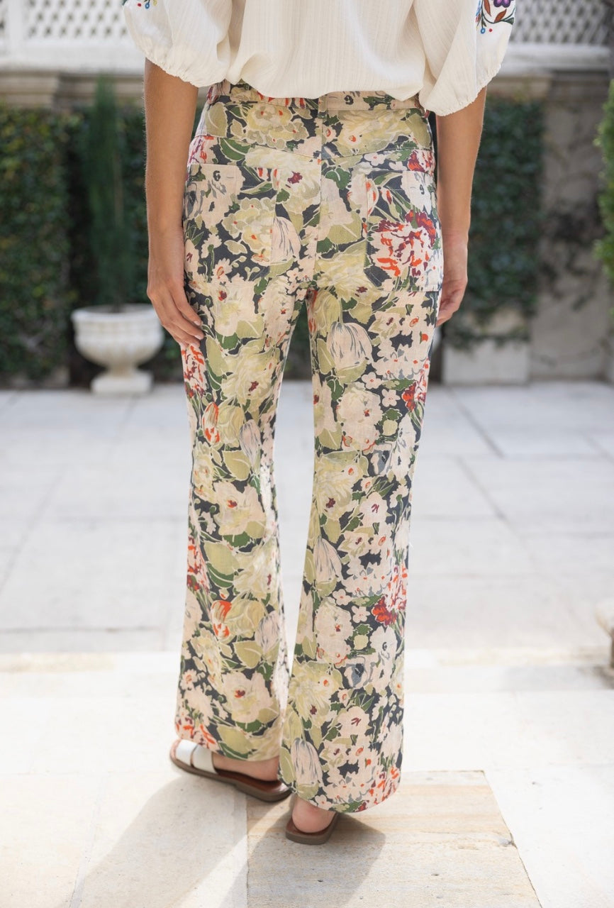 Botanical Front & Back Pocket Printed Pants