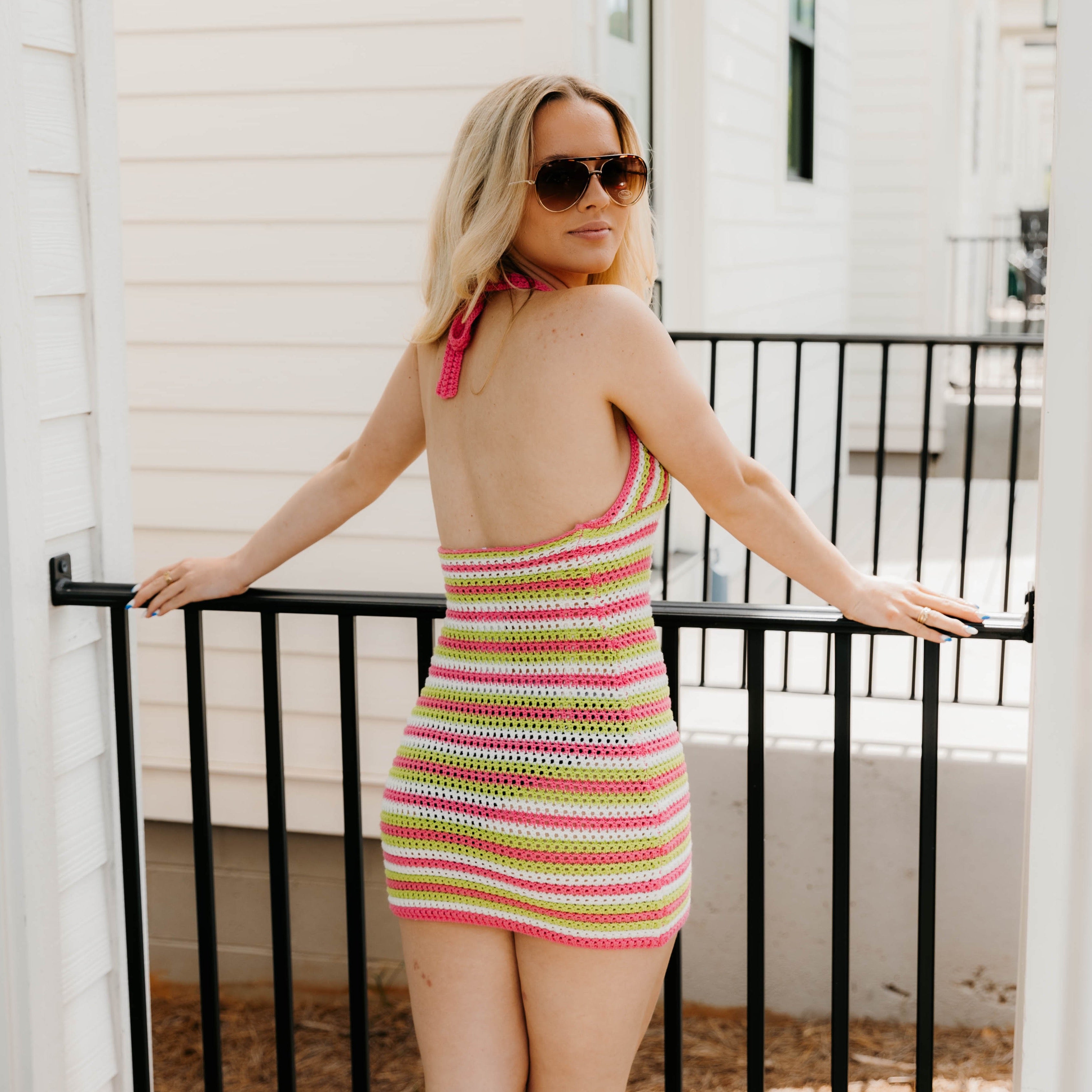 To My Lover Striped Halter Mini Dress - Final Sale 50% off in cart