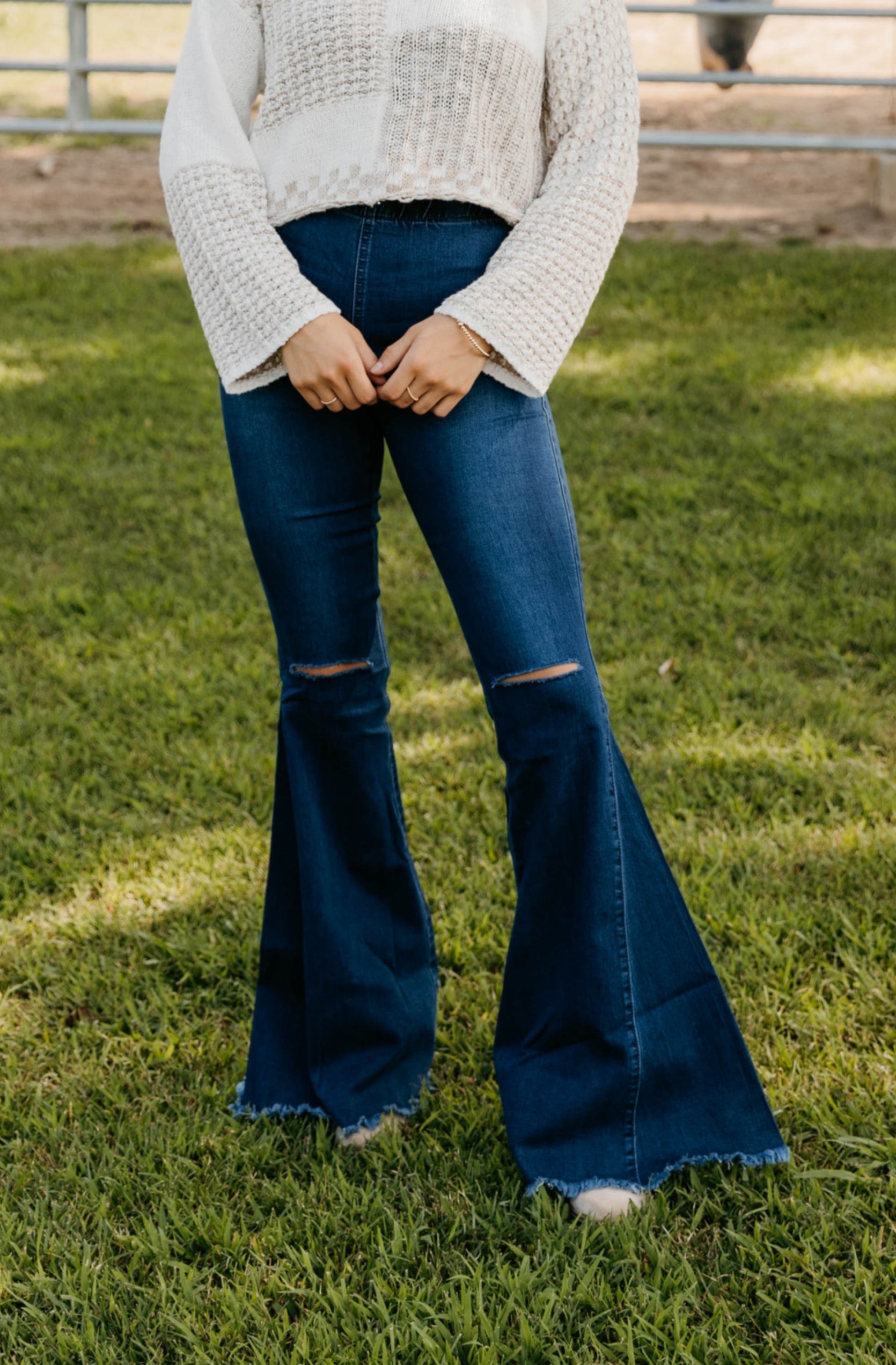 Cassidy Distressed Bell Bottom Jeans - Final Sale