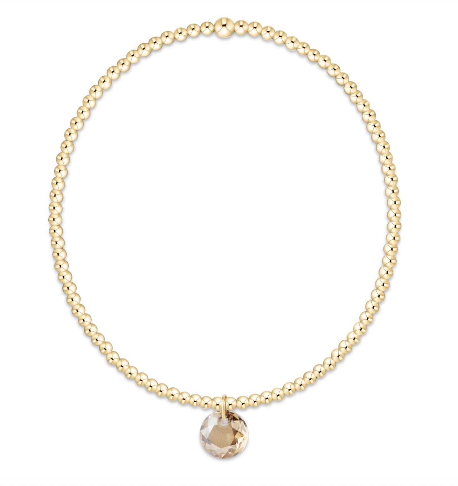 Classic Gold 2mm Bracelet - Reflection Small Charm - 11