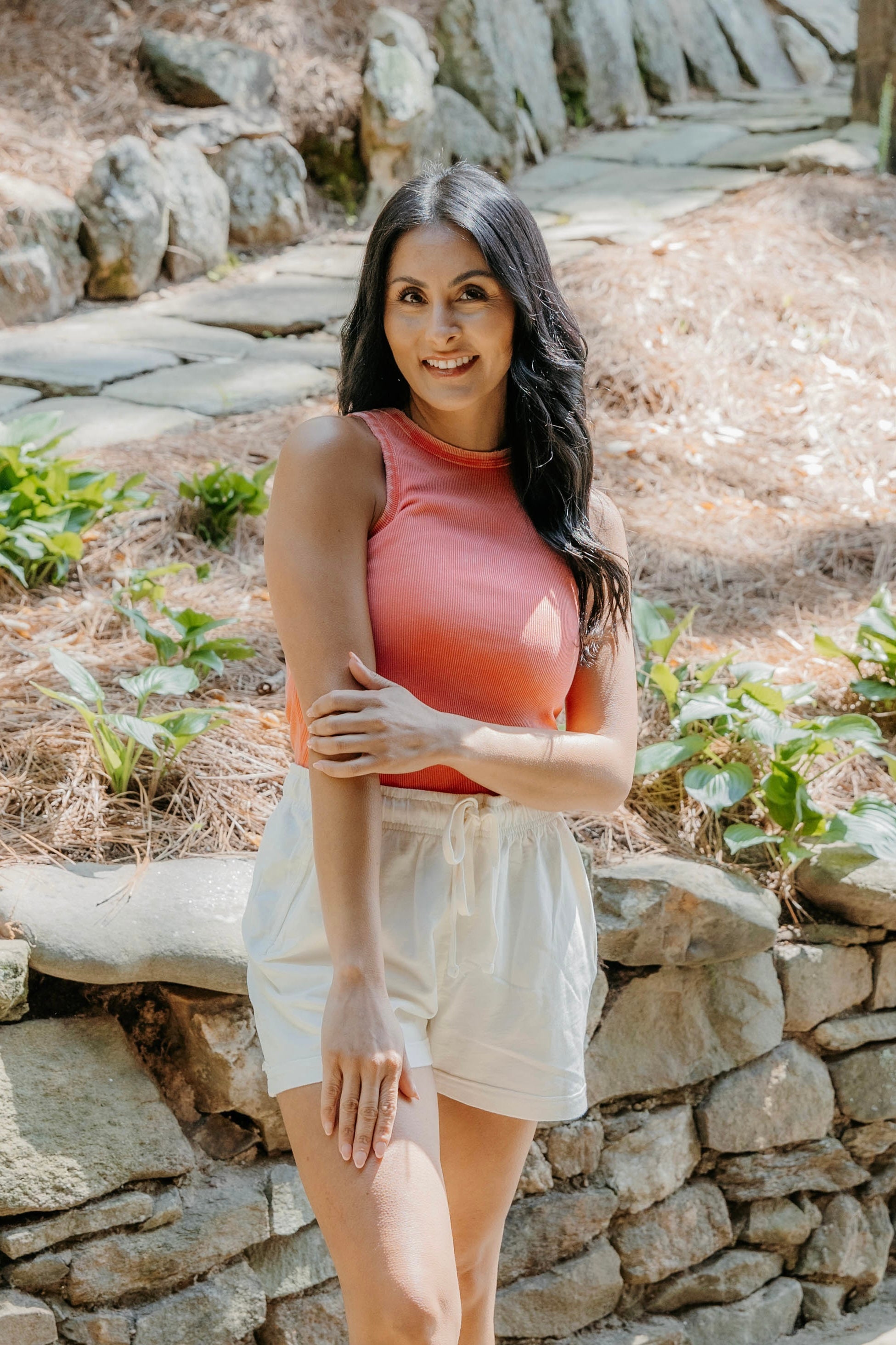Kiana Washed Rib Round Neck Tank