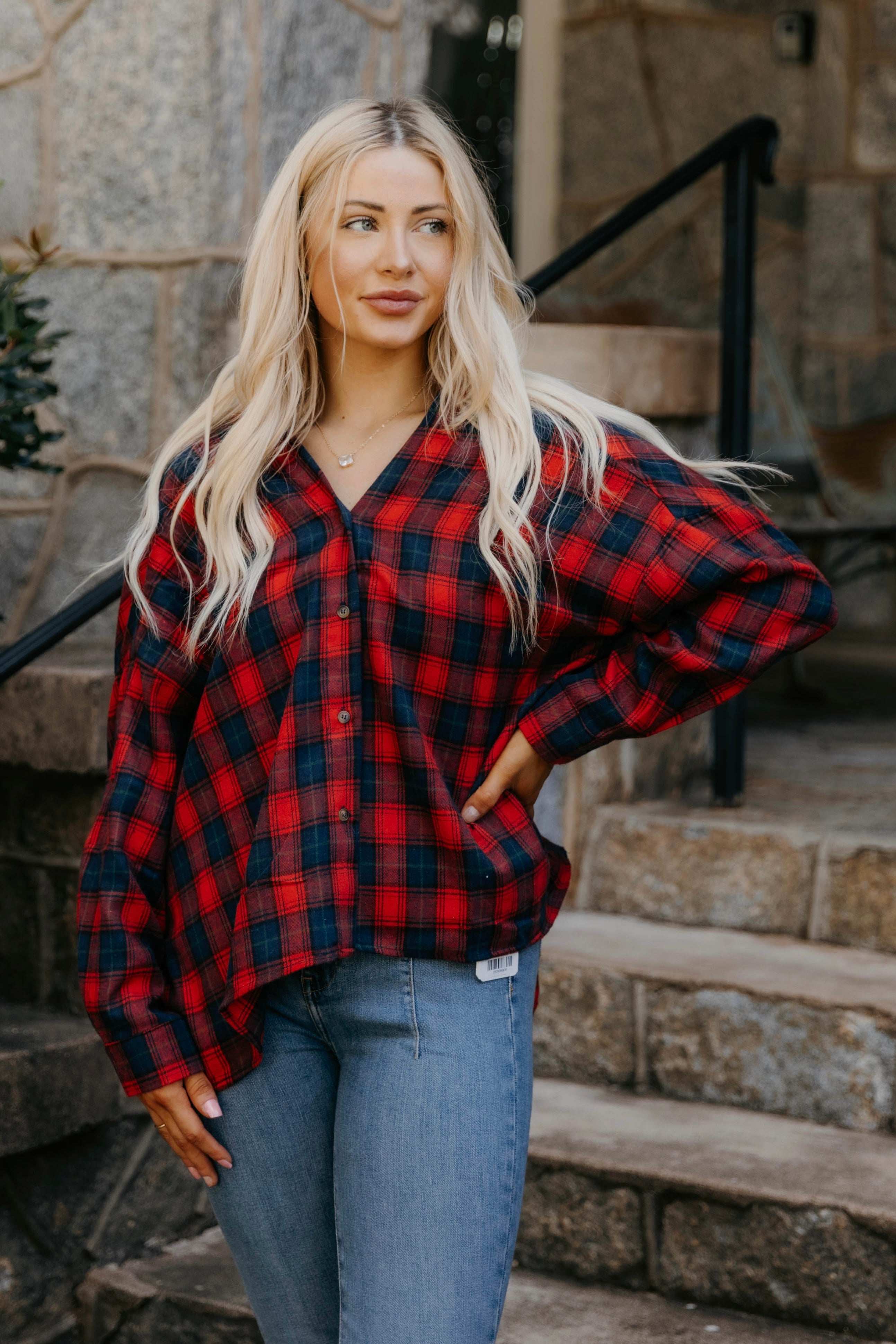 Talia Drop Shoulder Oversized Plaid Top - Final Sale 30% off in cart