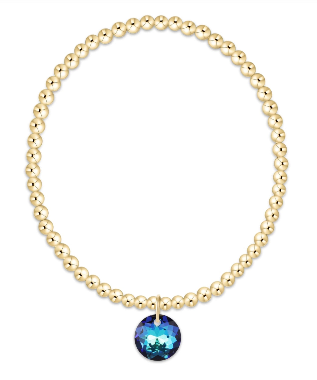 Classic Gold 3mm Bracelet - Reflection Charm - 12