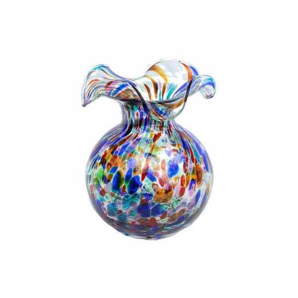 Vietri Hibiscus Glass Carnevale Fluted Vase