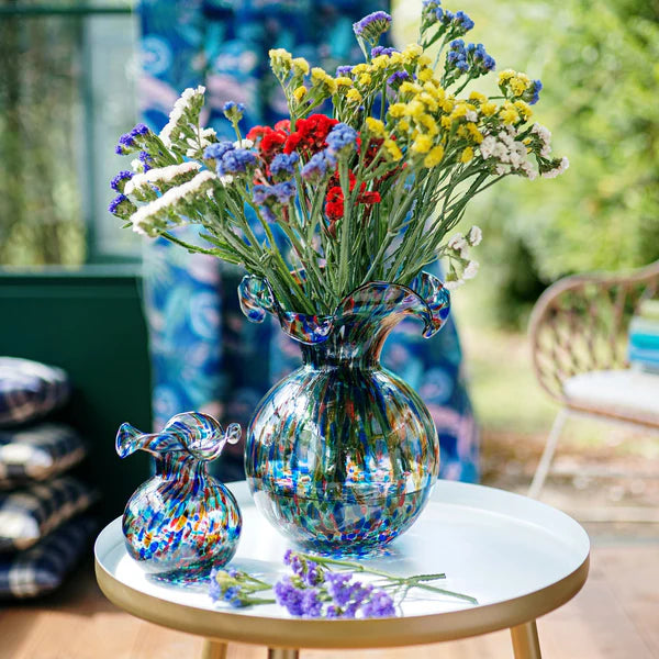 Vietri Hibiscus Glass Carnevale Fluted Vase