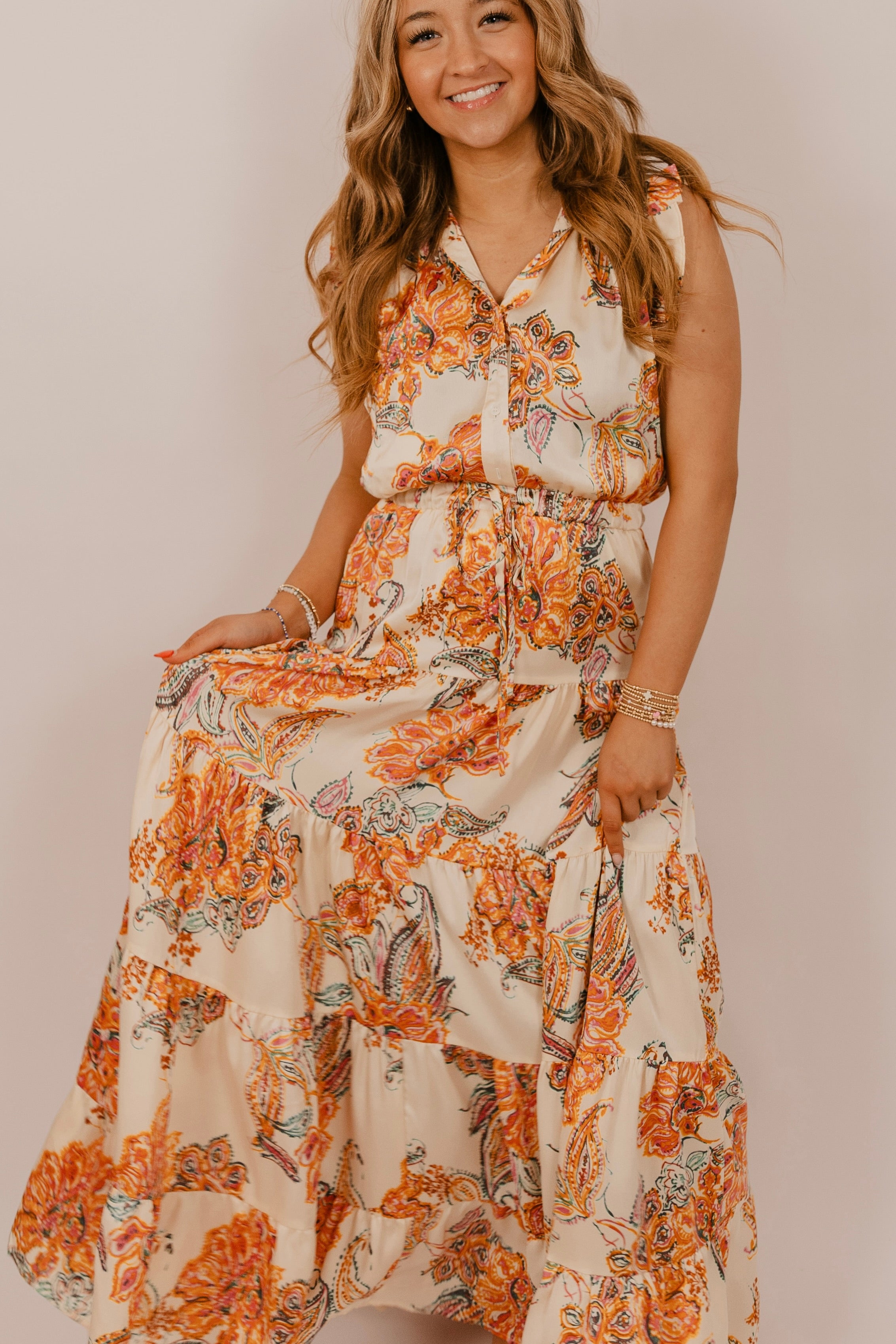 Isabella Floral Print Tiered Maxi Dress