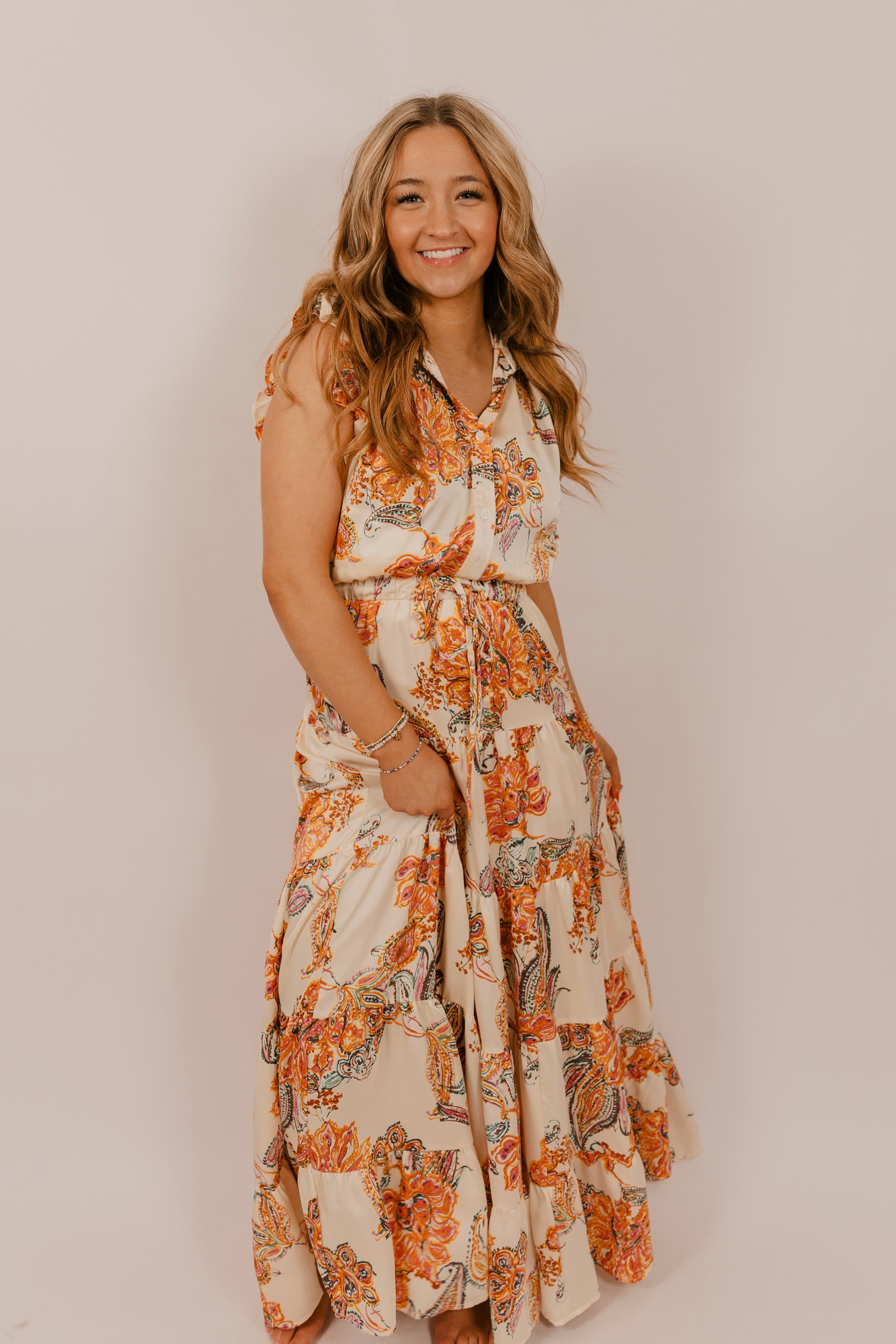 Isabella Floral Print Tiered Maxi Dress