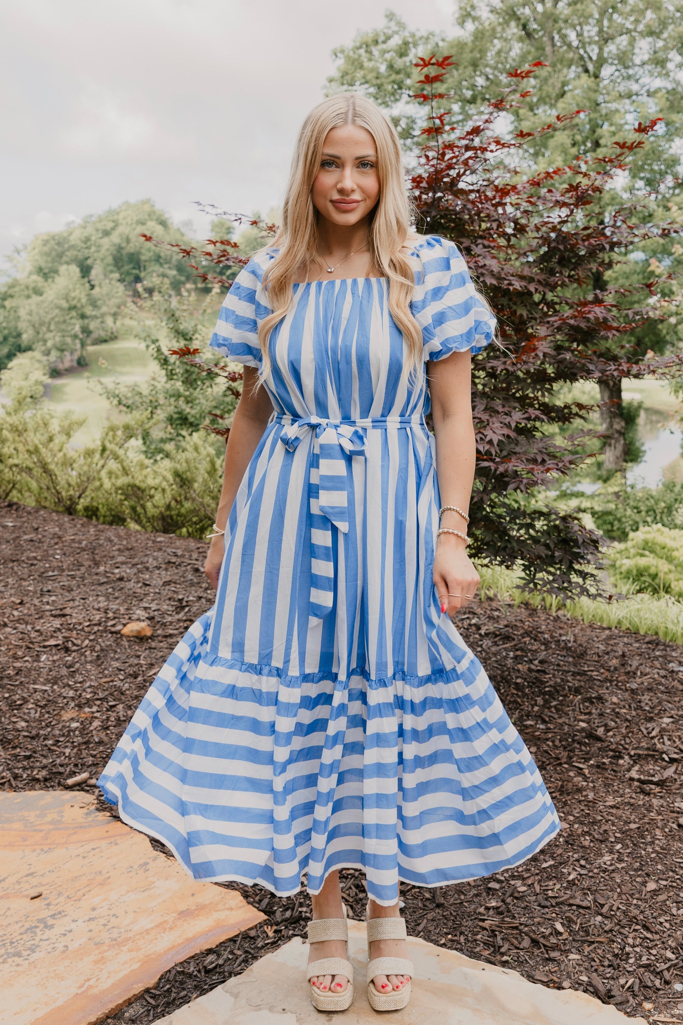 Lara Stripe Square Neck Maxi Dress - Final Sale 40% off in cart