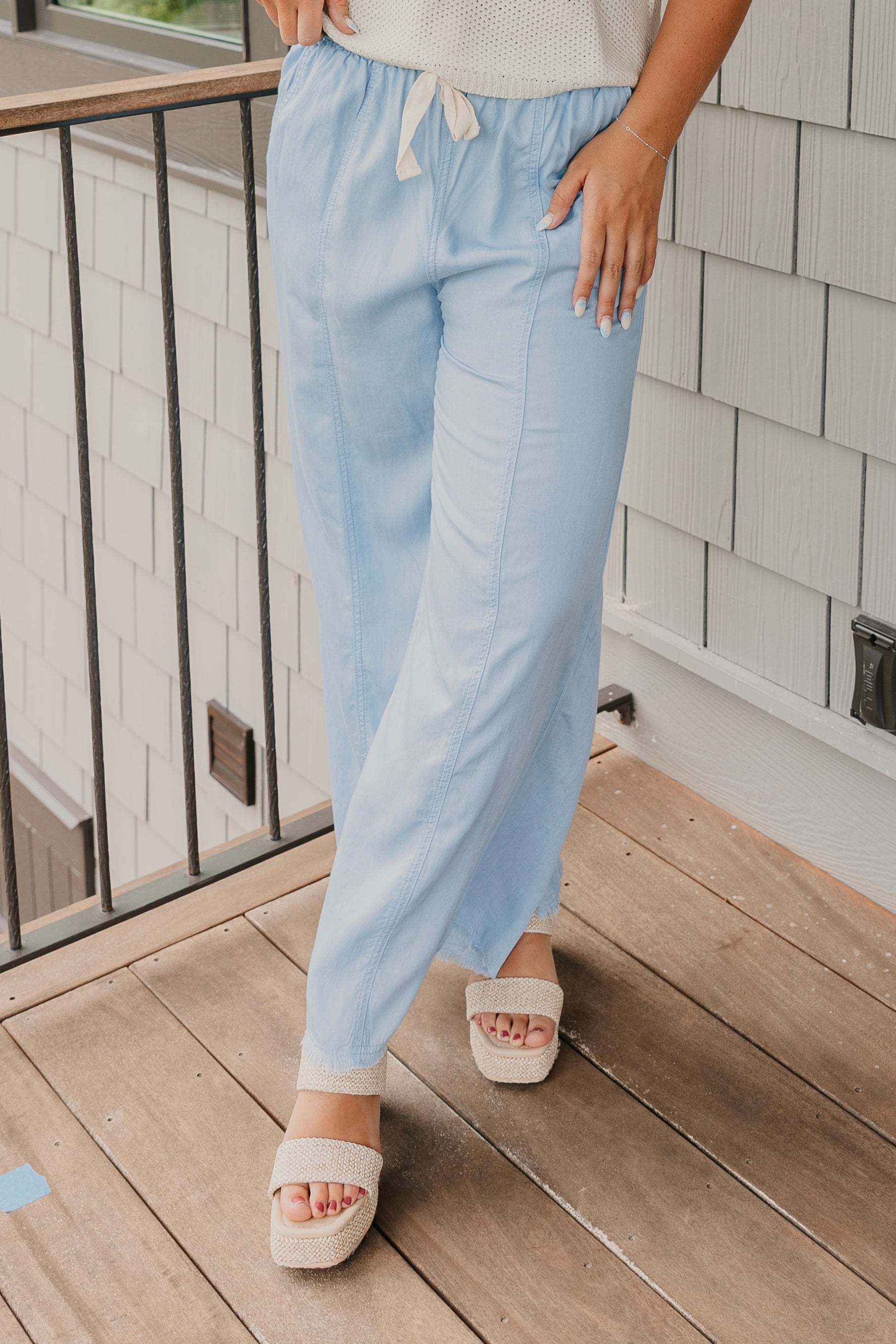 Palmer Tencel Chambray Wide Leg Pants