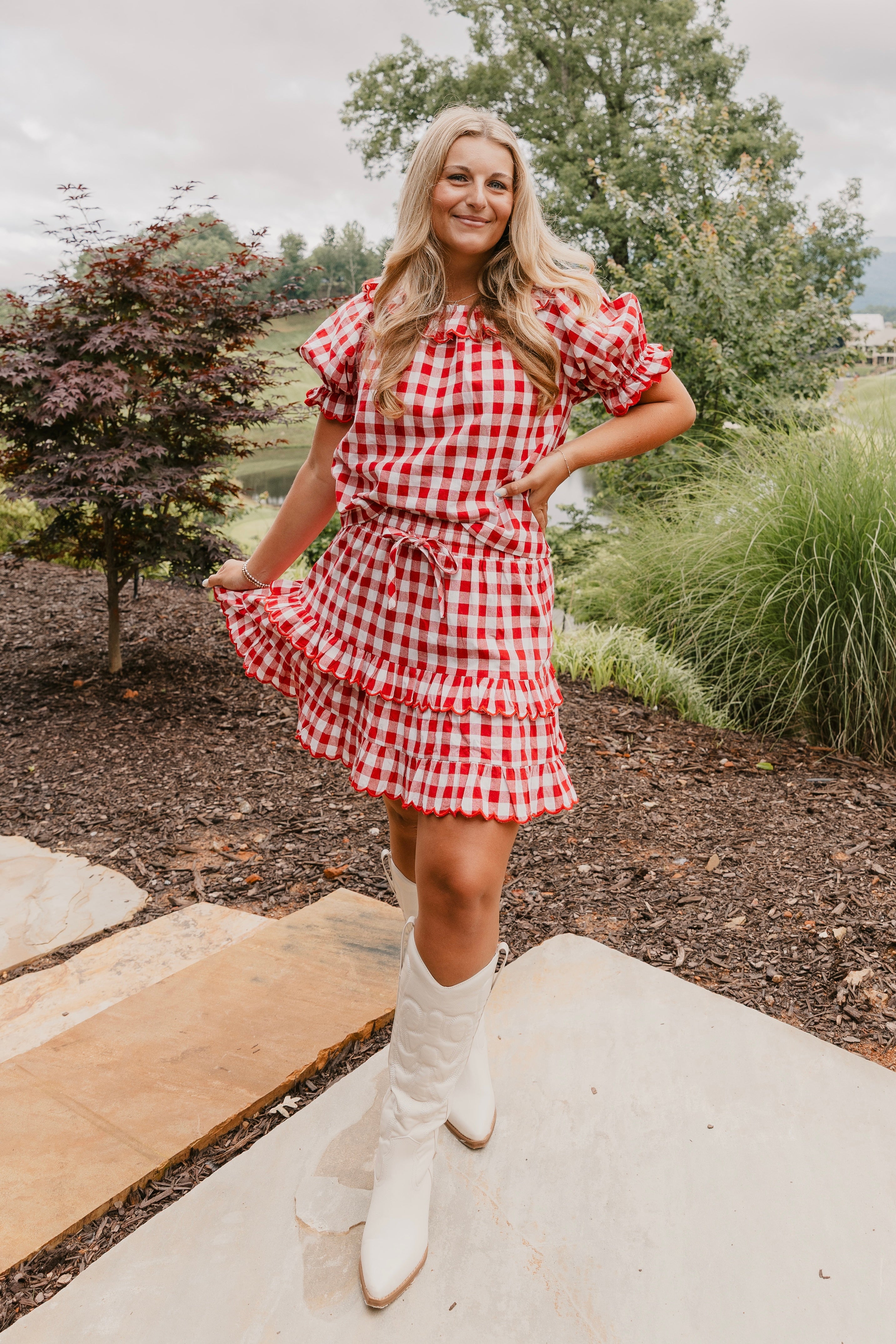 Hayden Gingham Ruffle Mini Skirt - Final Sale 40% off in cart