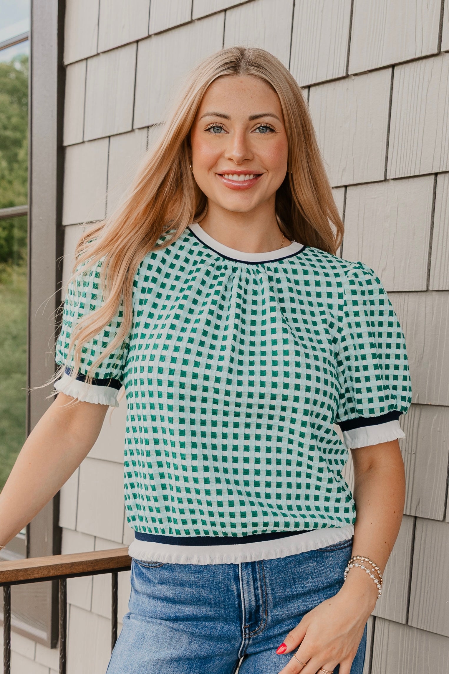 Karina Textured Gingham Knit Top - Final Sale 40% off in cart