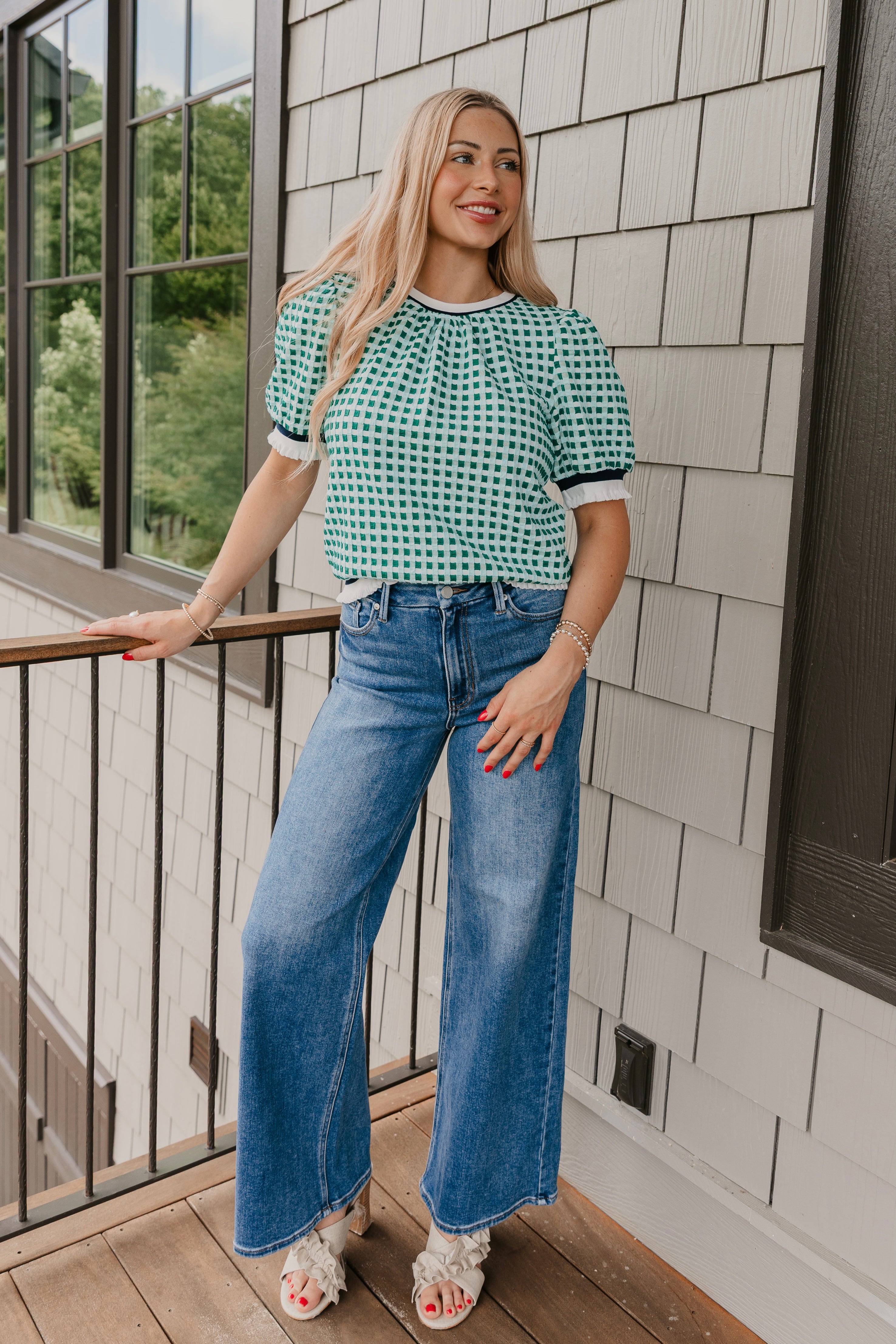 Karina Textured Gingham Knit Top - Final Sale 40% off in cart