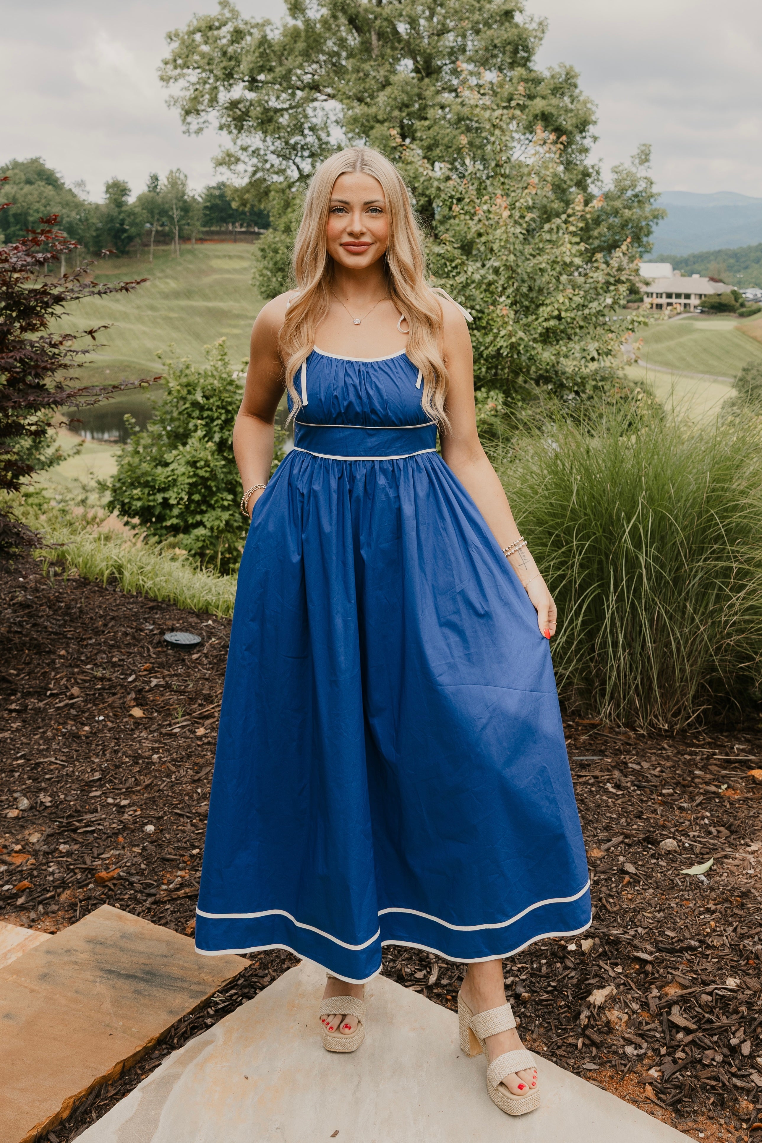Amina Contrast Strap Maxi Dress - Final Sale 40% off in cart