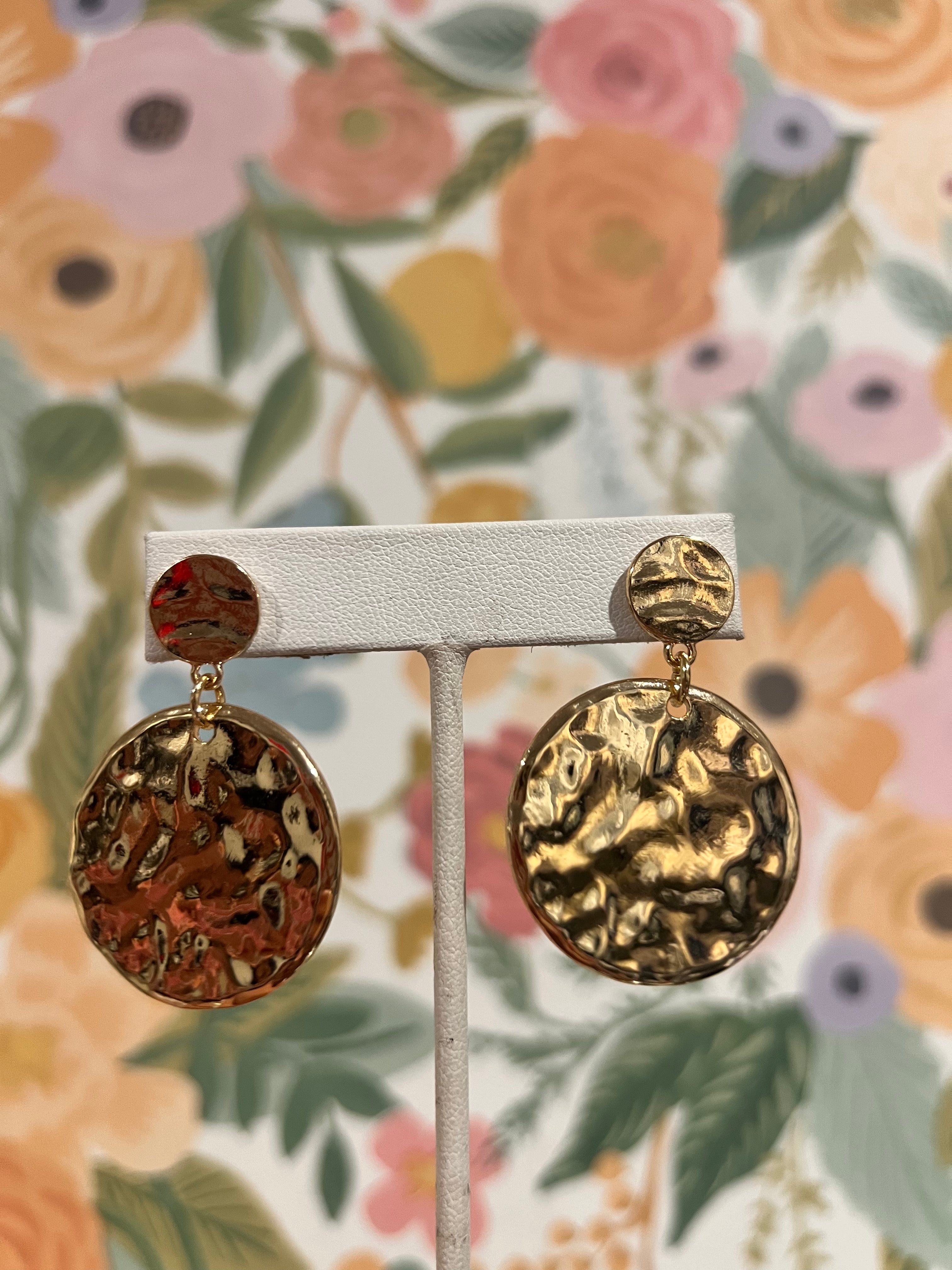 Gold Hammered Earrings